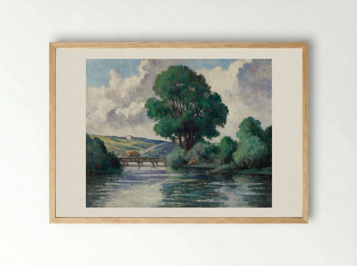 The Herville Footbridge - Maximilien Luce - Framed Print Wood