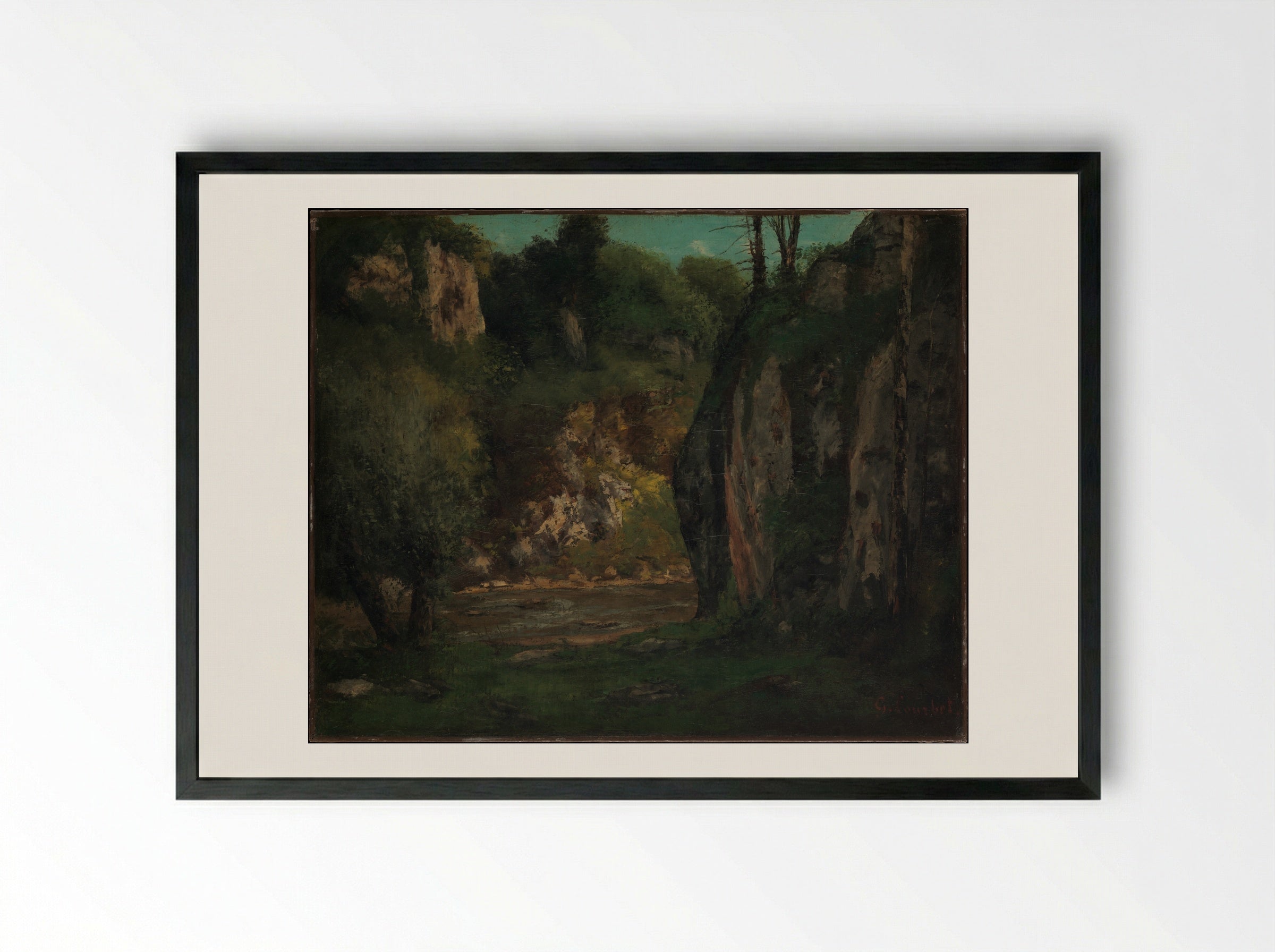 The Hidden Brook - Gustave Courbet - Framed Print Black