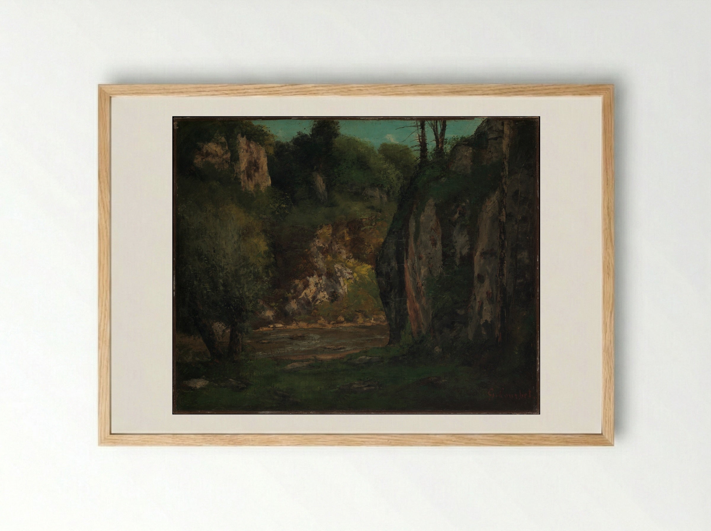 The Hidden Brook - Gustave Courbet - Framed Print Wood