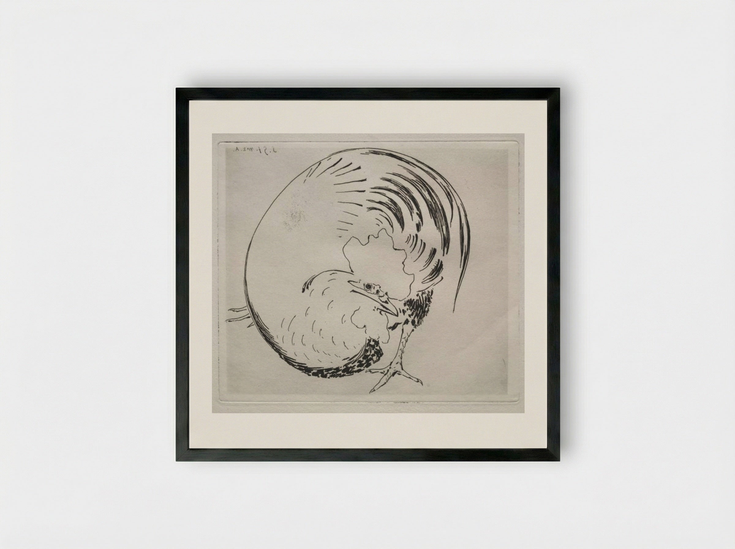 The High-Fired Service: Rooster - Félix Bracquemond - Framed Print Black