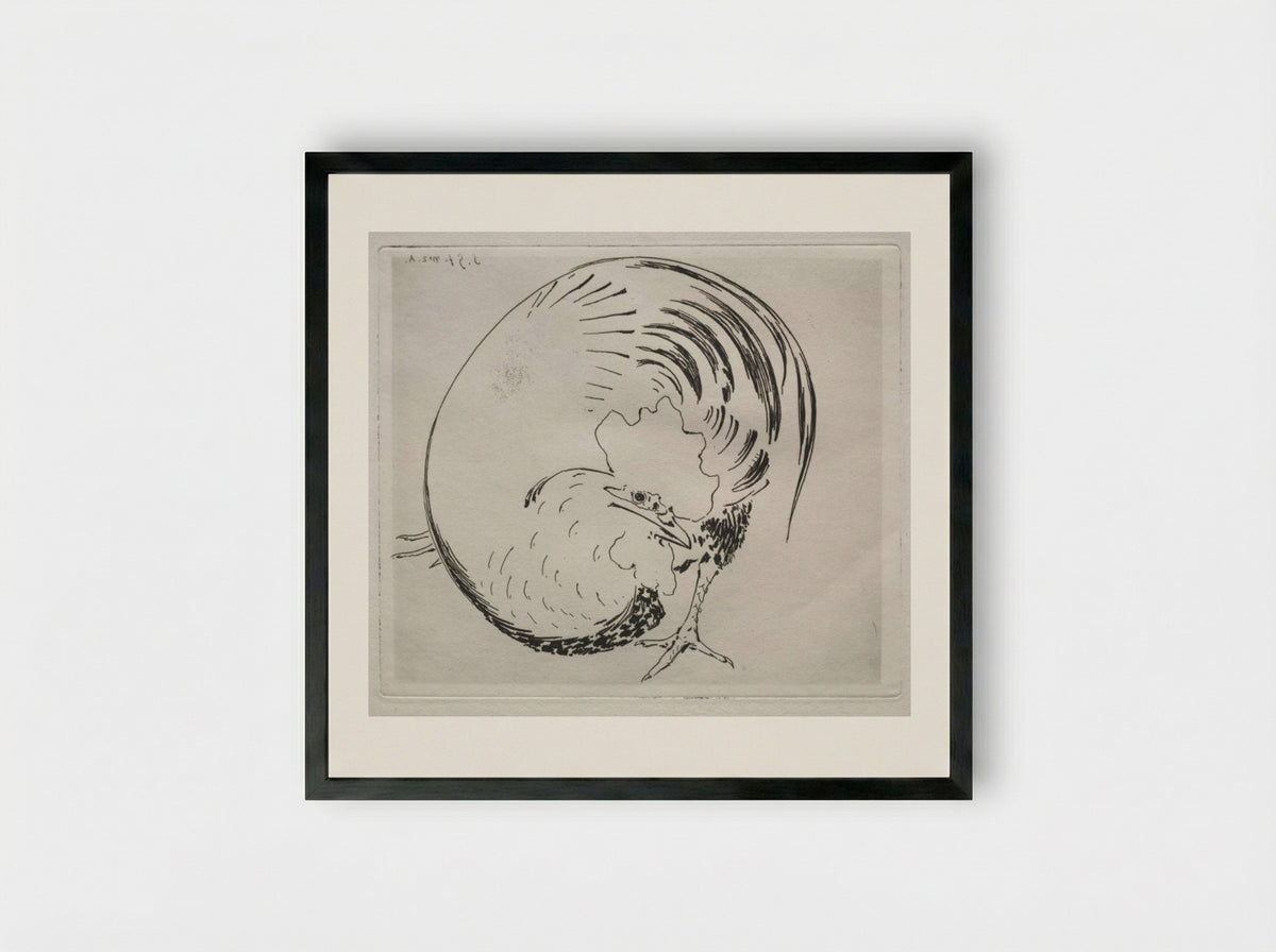 The High-Fired Service: Rooster - Félix Bracquemond - Framed Print Black