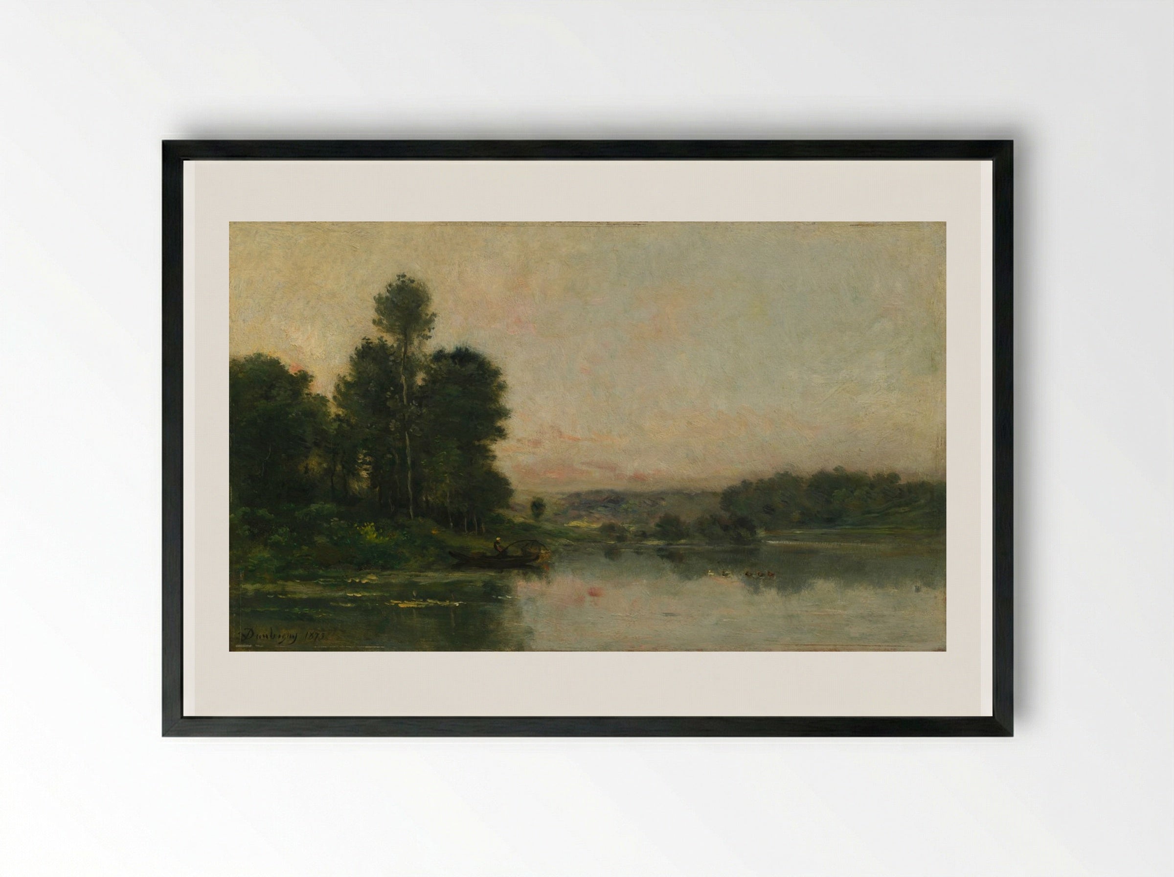 The Hillsides of Méry-sur-Oise, Opposite Auvers - Charles François Daubigny - Framed Print Black