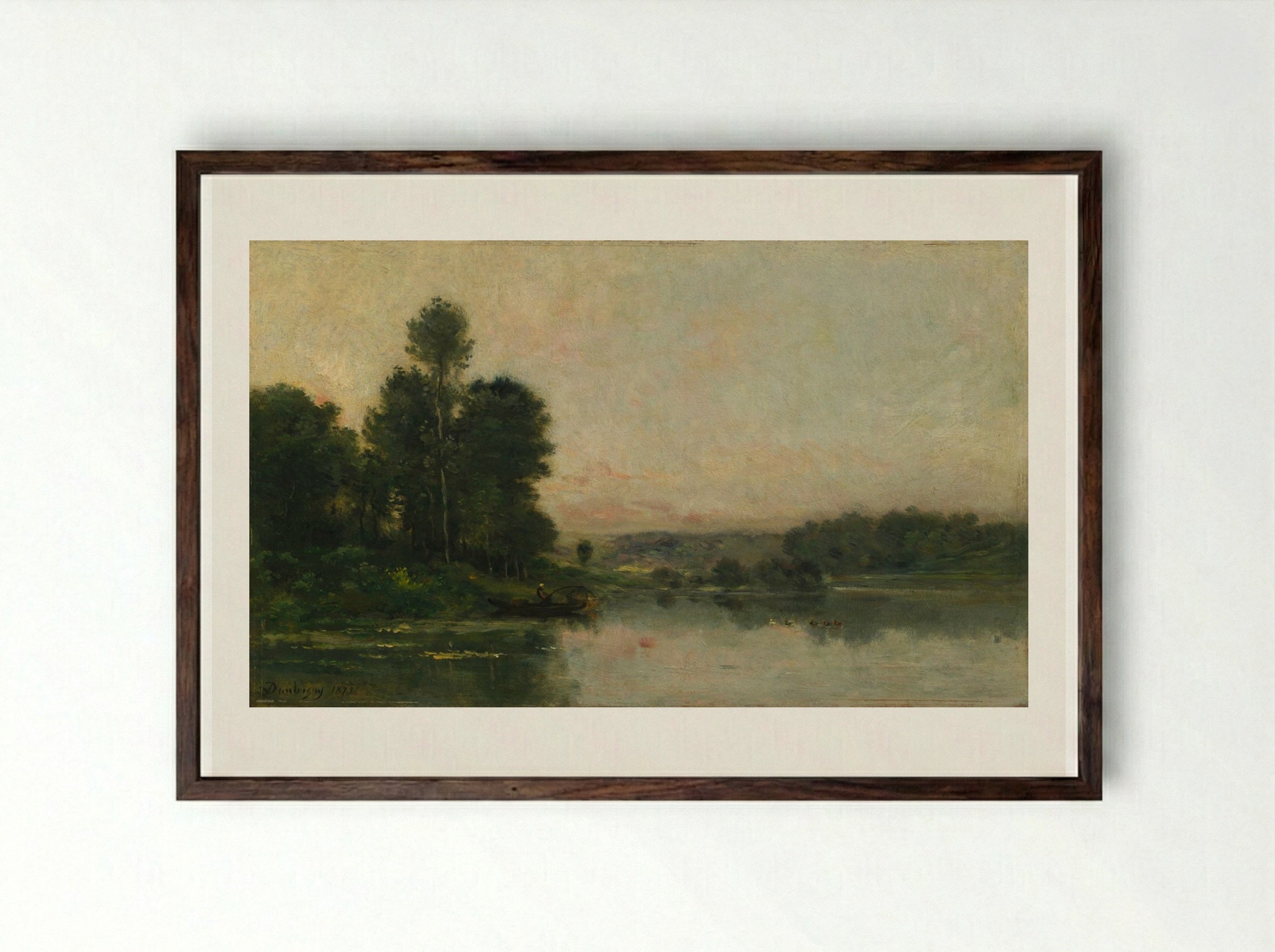 The Hillsides of Méry-sur-Oise, Opposite Auvers - Charles François Daubigny - Framed Print Dark Wood