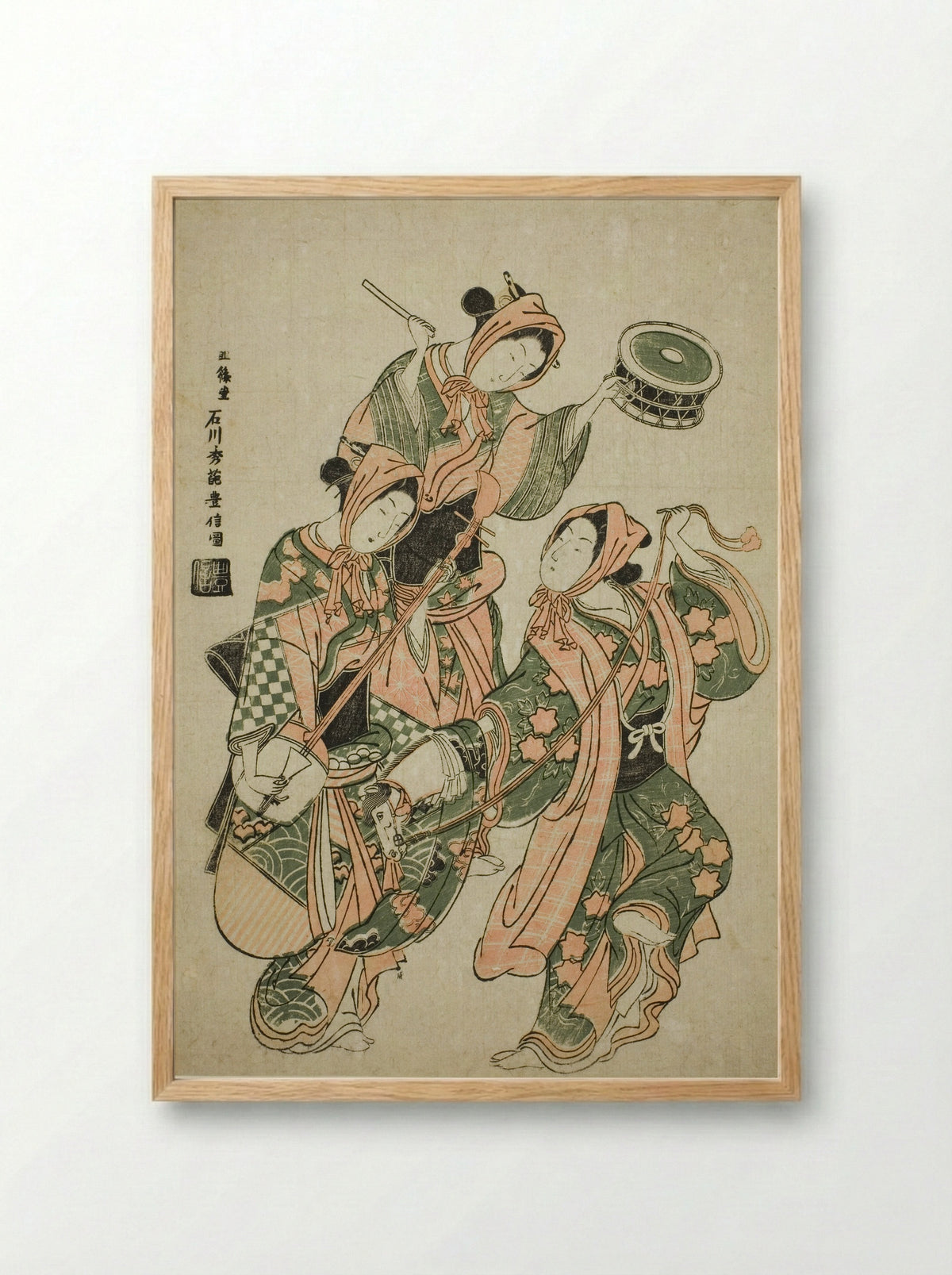 The Hobby Horse Dance (Harugoma Odori) - Ishikawa Toyonobu - Framed Print Wood