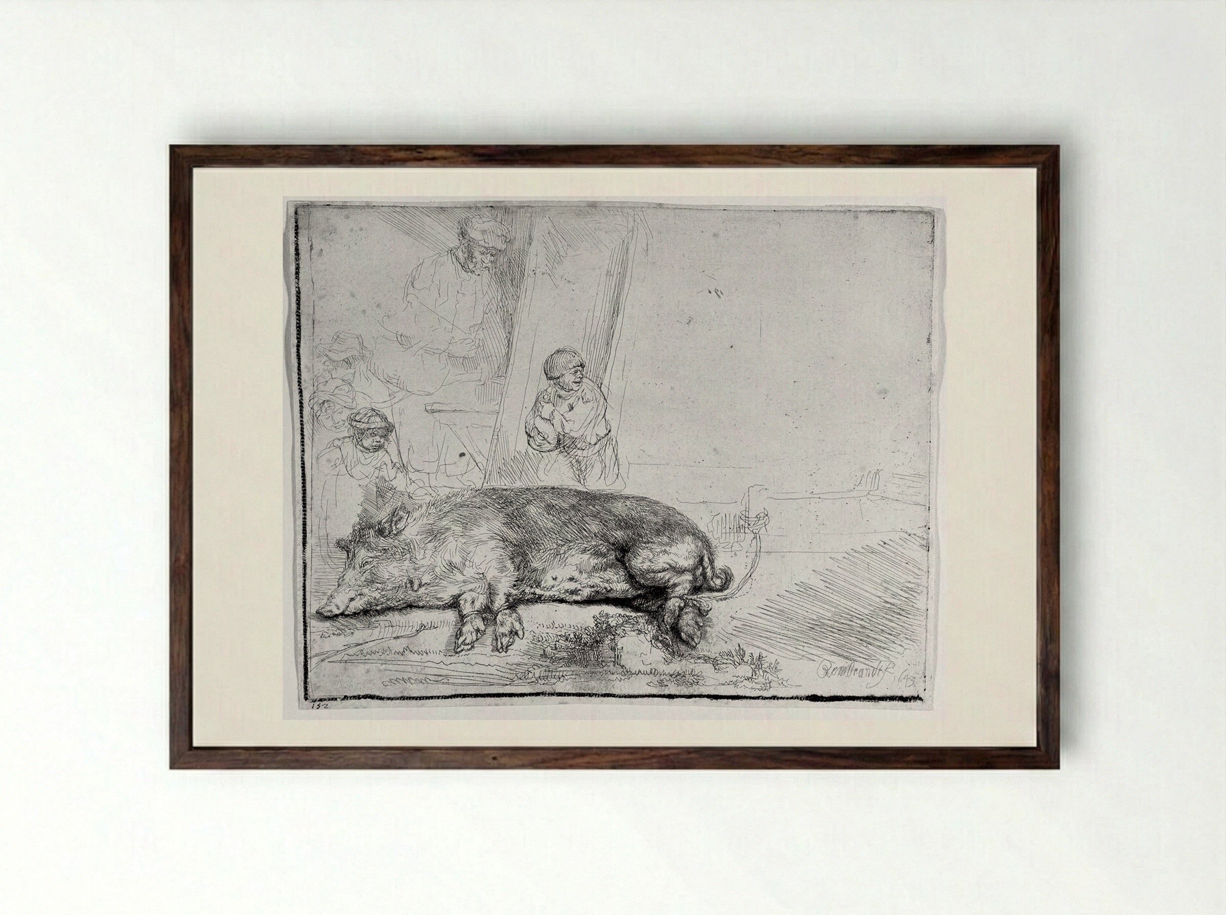 The Hog - Rembrandt Harmensz. van Rijn - Framed Print Dark Wood