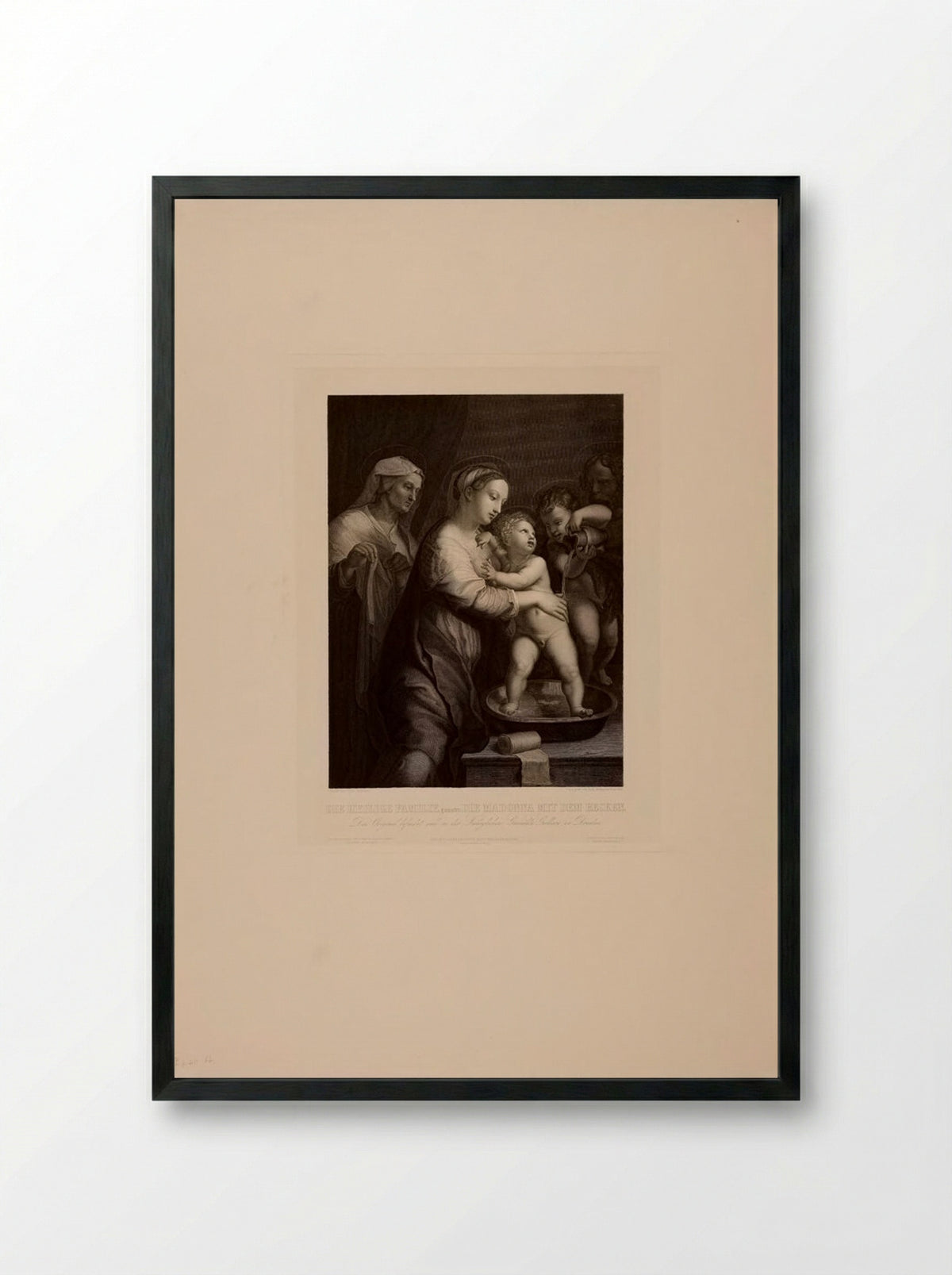 The Holy Family (Madonna with the Washbasin) - August Hoffmann - Framed Print Black
