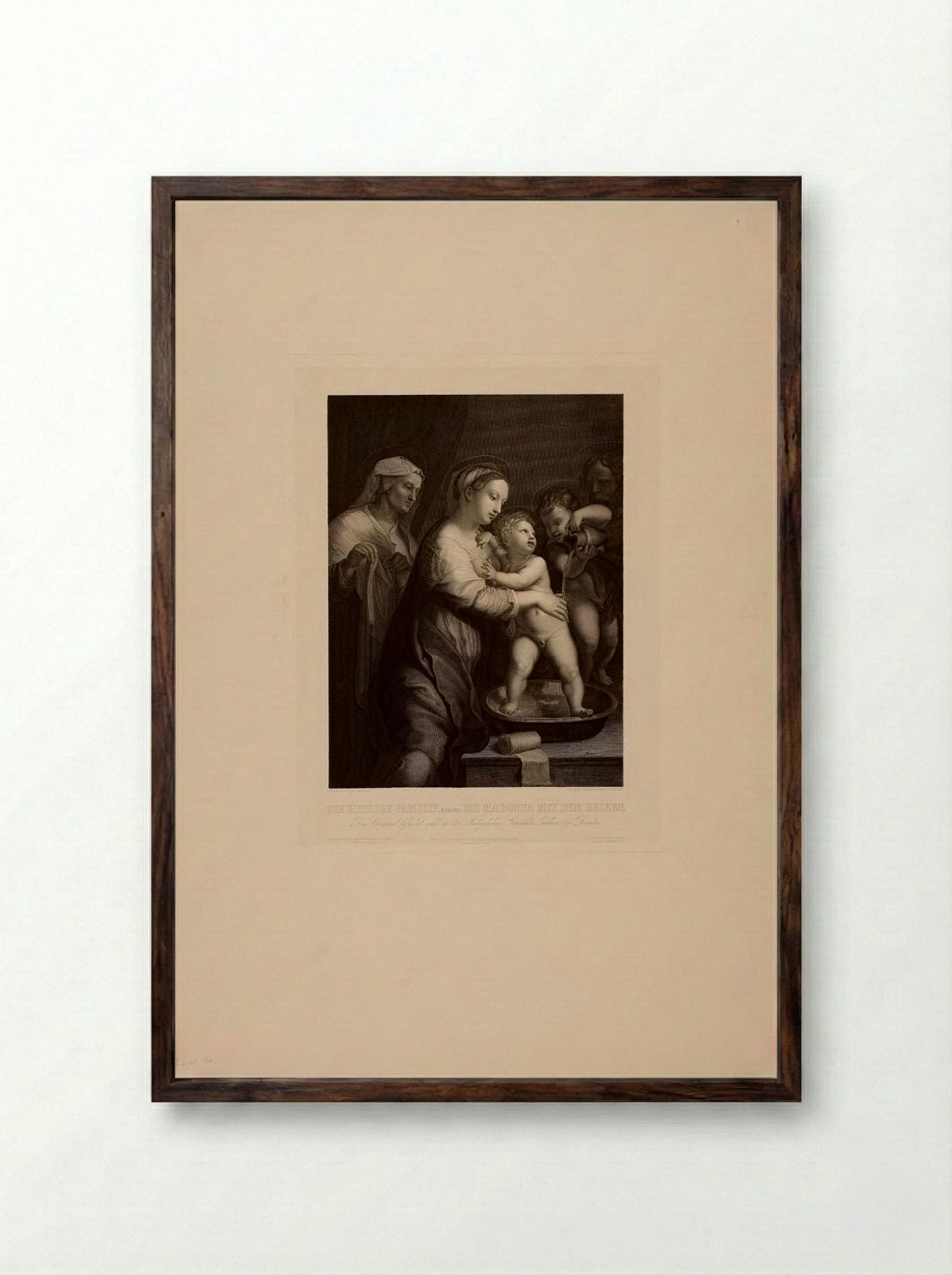 The Holy Family (Madonna with the Washbasin) - August Hoffmann - Framed Print Dark Wood