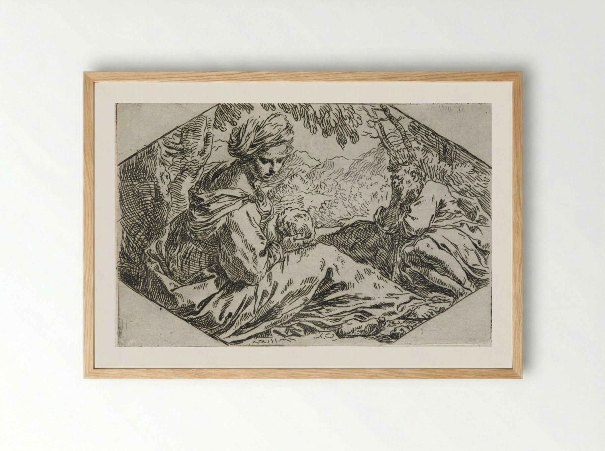 The Holy Family Resting in Egypt - Simone Cantarini - Framed Print Wood