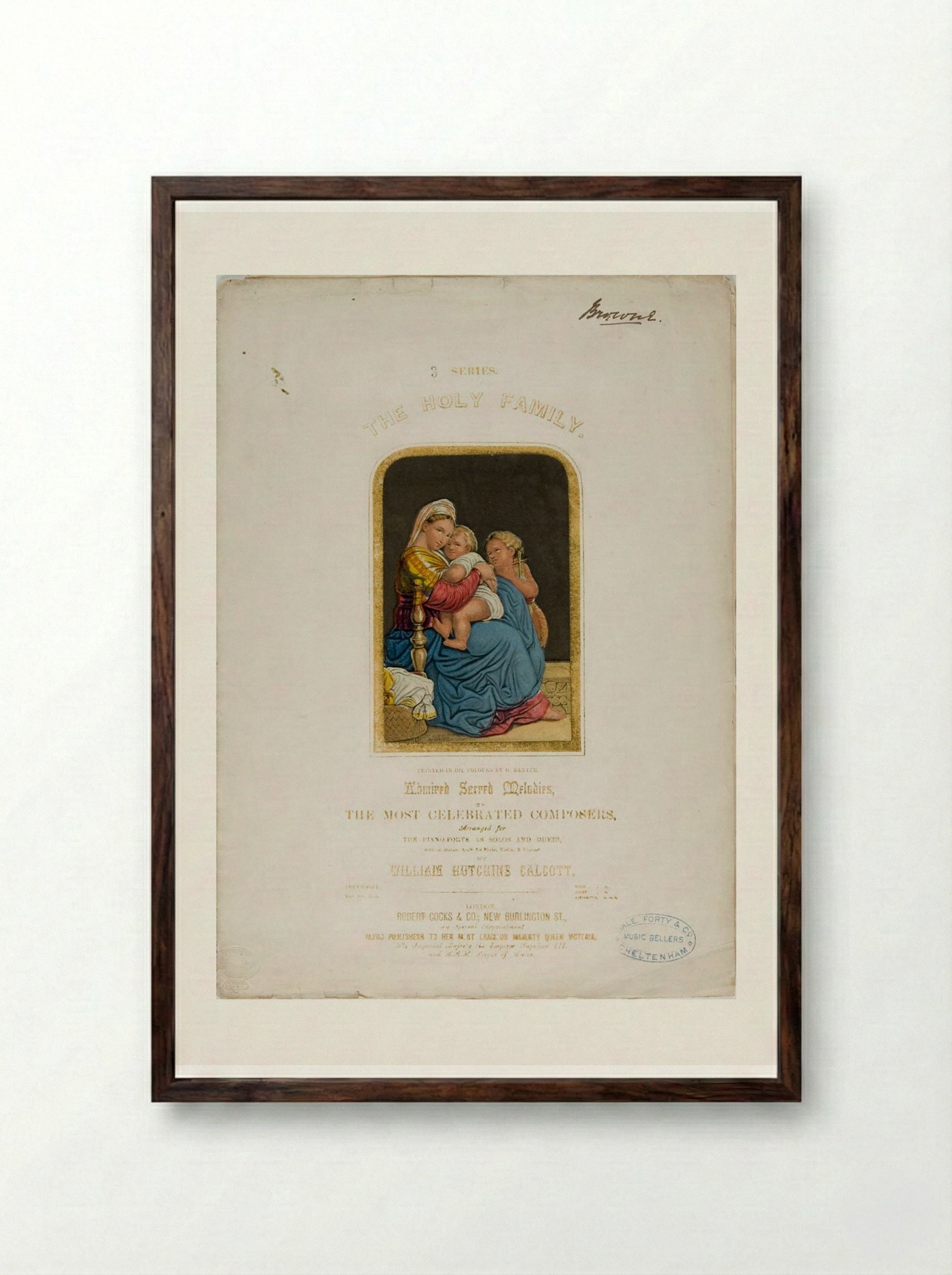 The Holy Family (Sheet Music Cover) - George Baxter - Framed Print Dark Wood