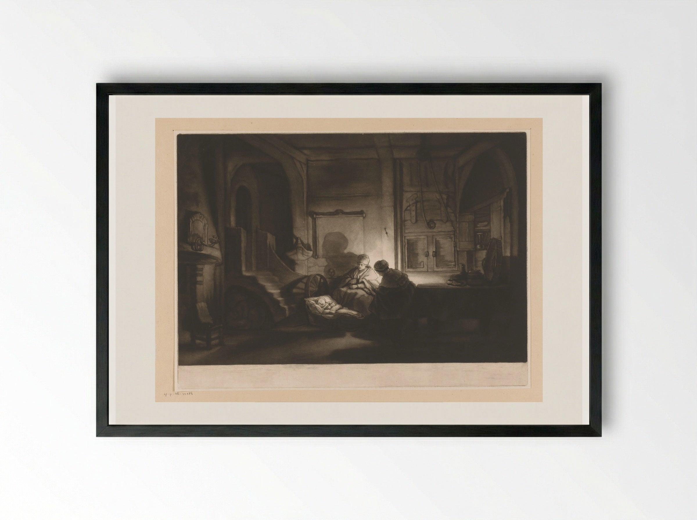 The Holy Family by Night - James McArdell - Framed Print Black