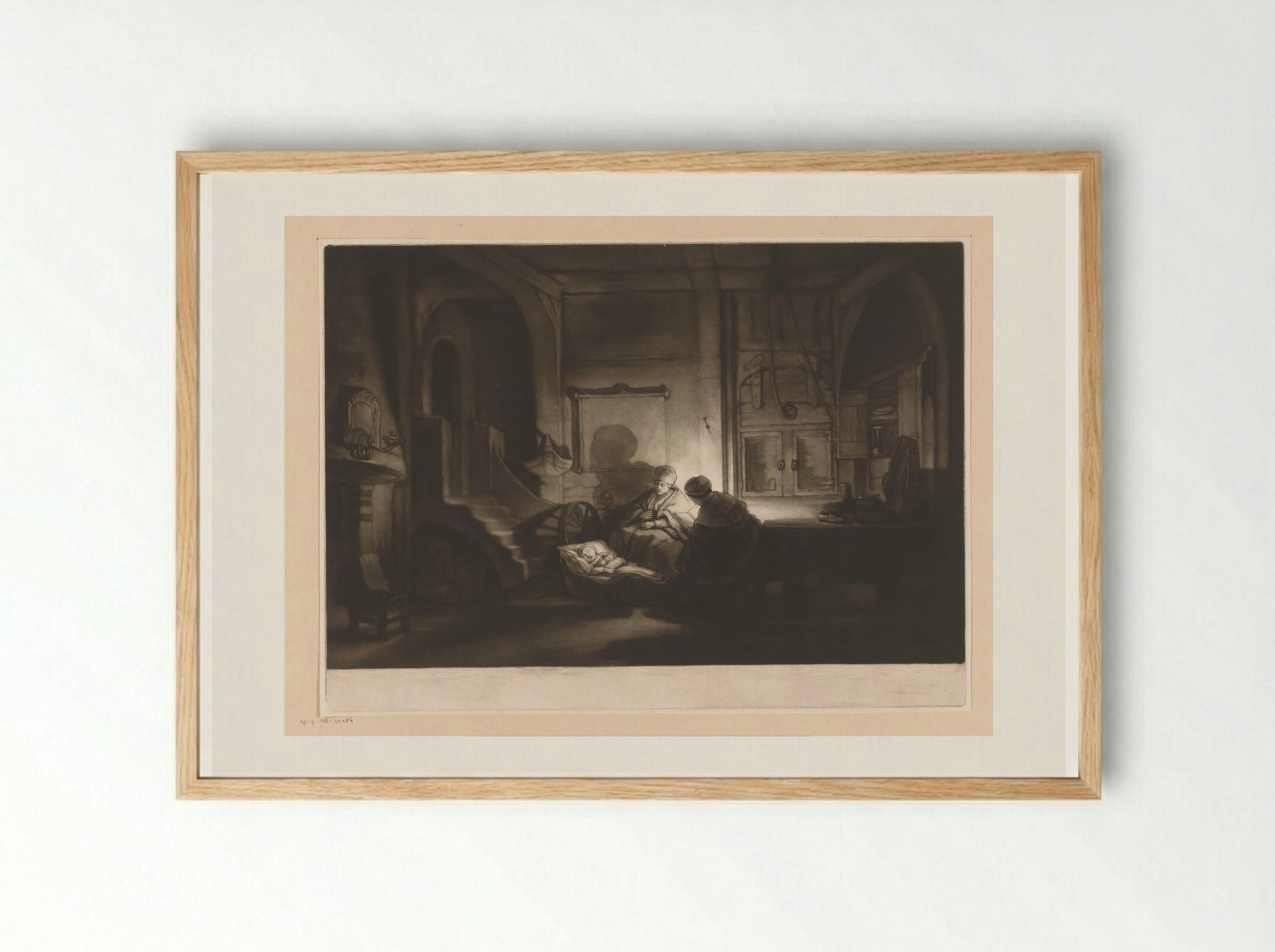 The Holy Family by Night - James McArdell - Framed Print Wood