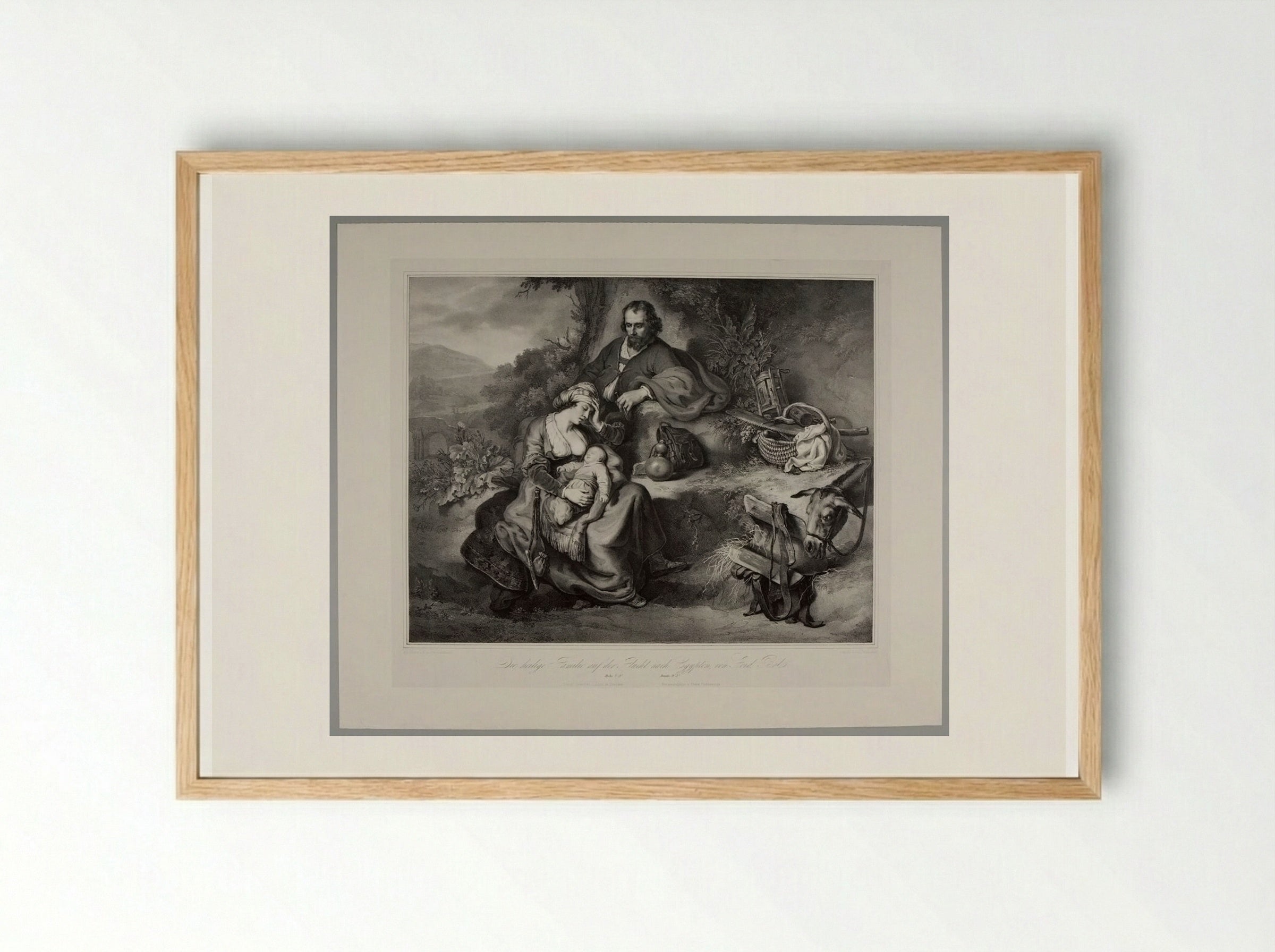 The Holy Family on the Flight to Egypt - Franz Hanfstaengl - Framed Print Wood