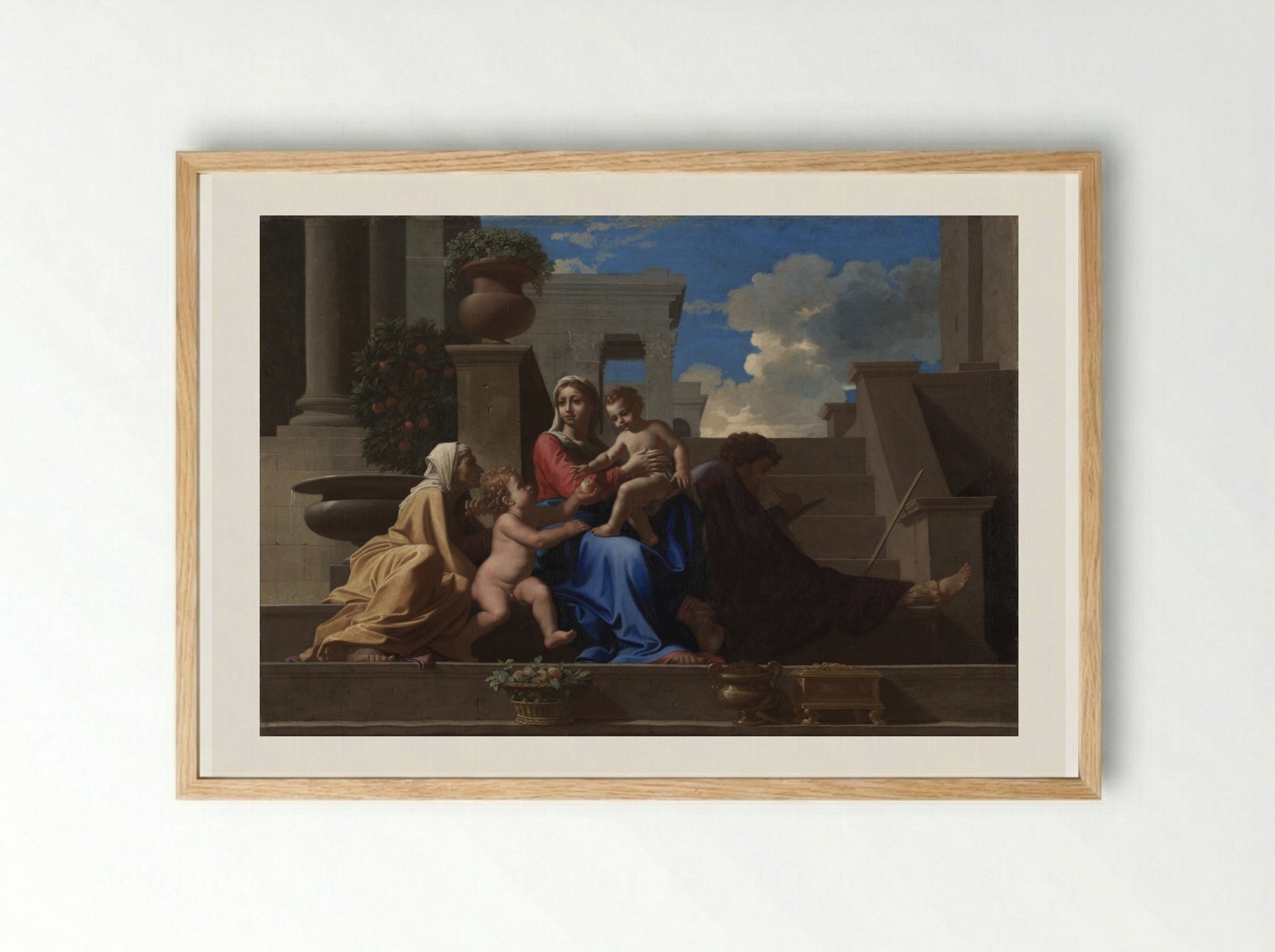 The Holy Family on the Steps - Nicolas Poussin - Framed Print Wood