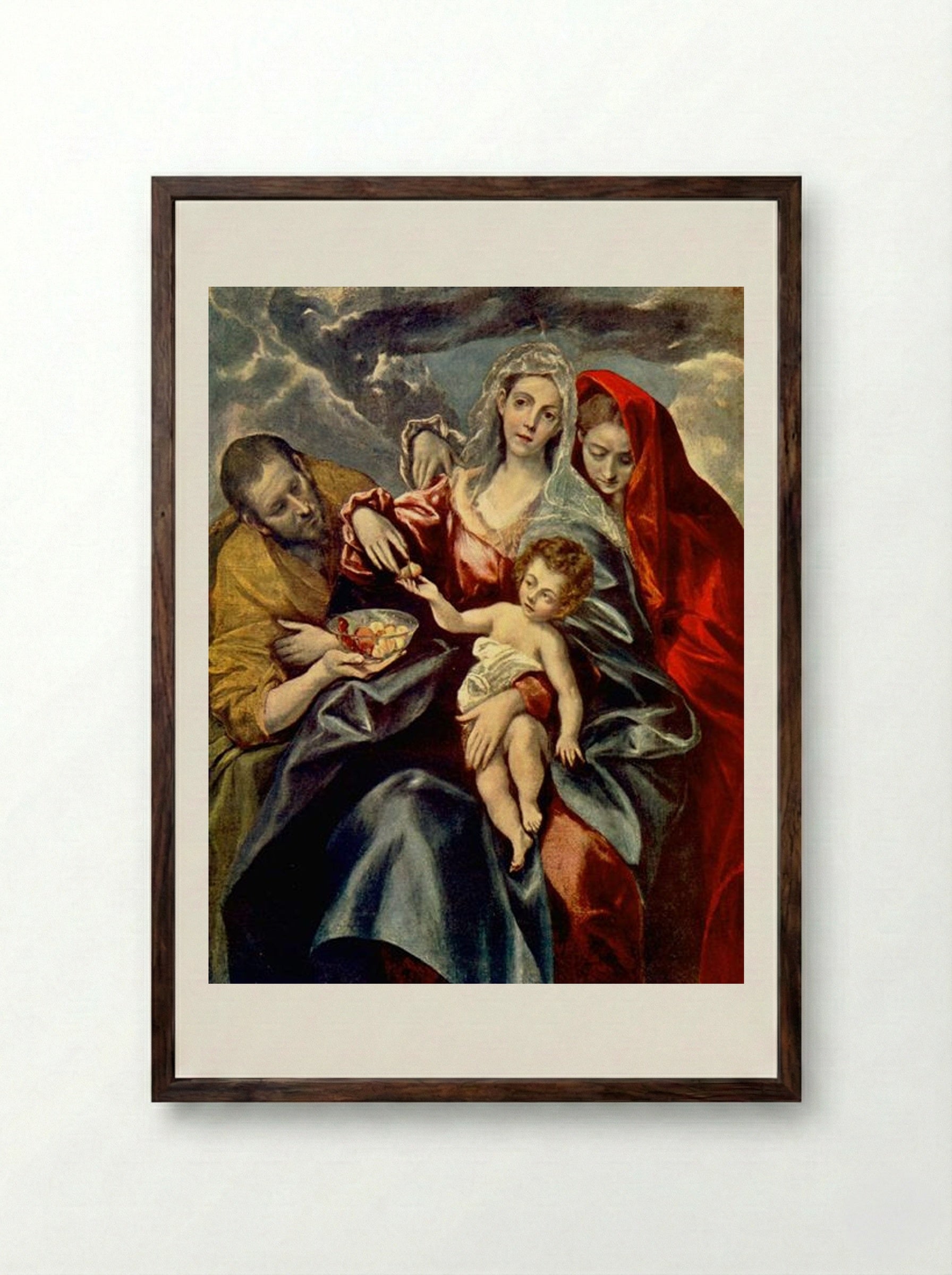 The Holy Family with Saint Mary Magdalene - El Greco - Framed Print Dark Wood