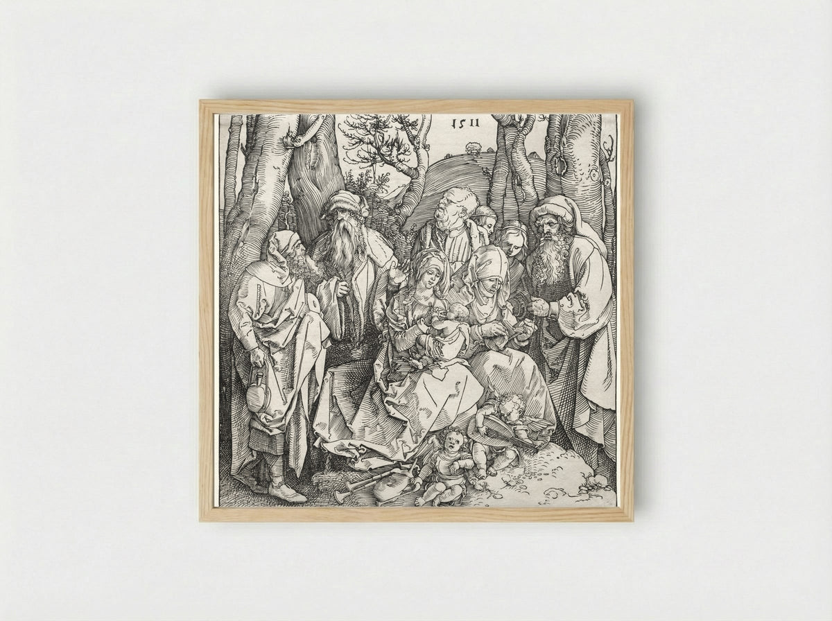 The Holy Family with Two Musician Angels - Albrecht Dürer - Framed Print Wood