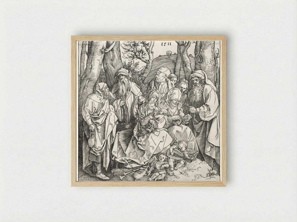 The Holy Family with Two Musician Angels - Albrecht Dürer - Framed Print Wood