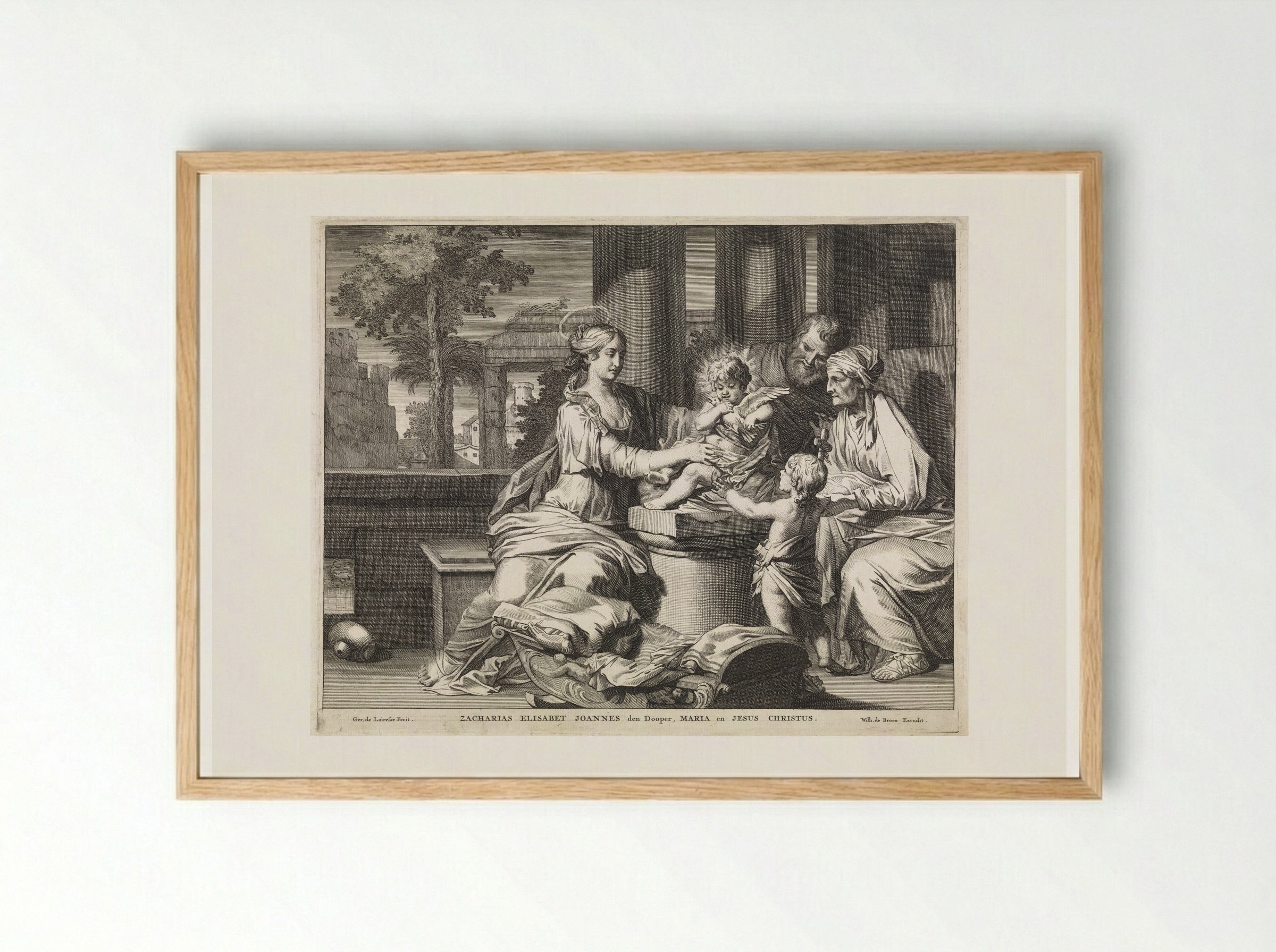 The Holy Family with Zacharias, Elizabeth and John the Baptist - Matthijs Pool - Framed Print Wood