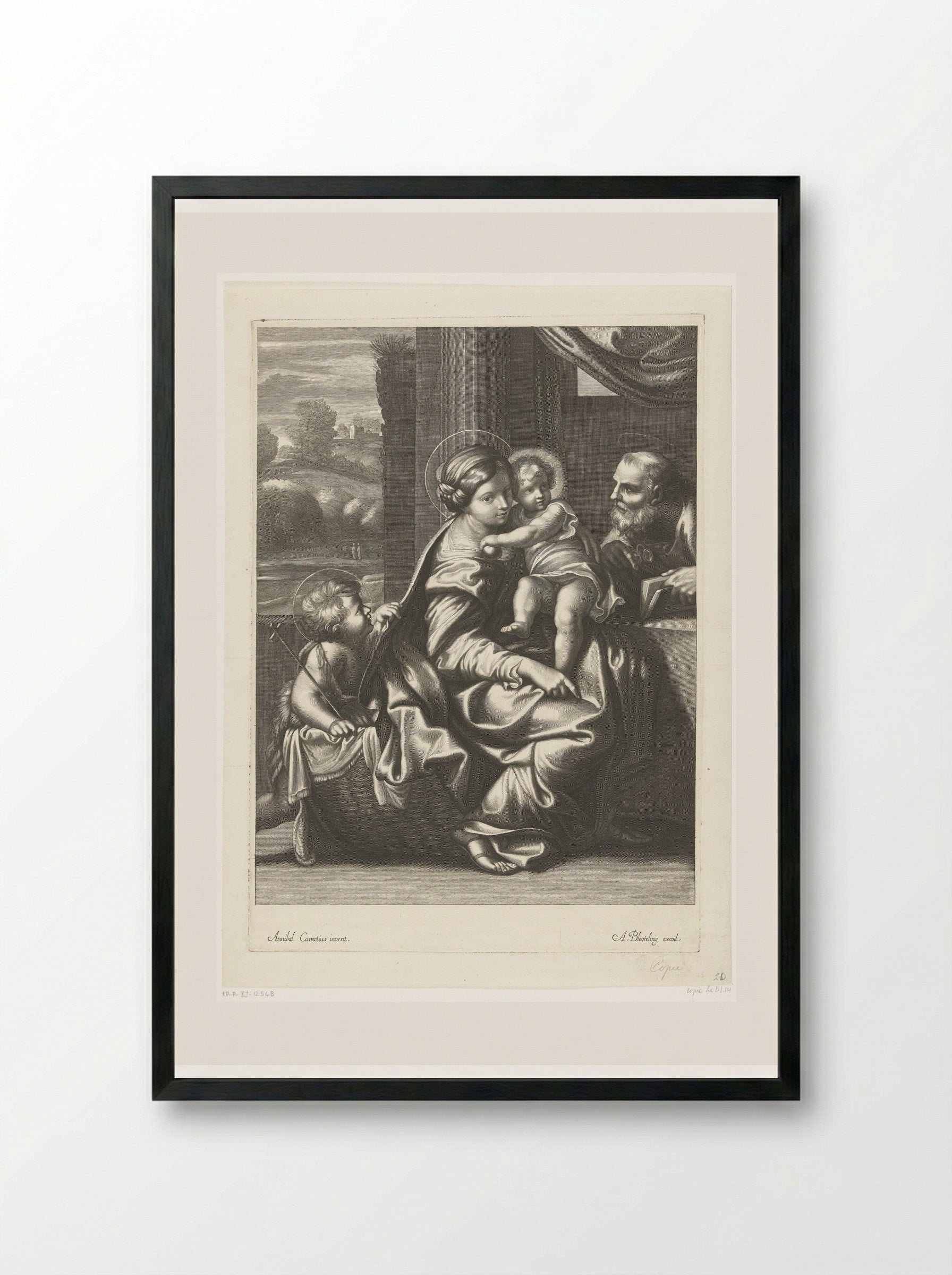 The Holy Family with the Infant Saint John the Baptist - Abraham Bloteling - Framed Print Black