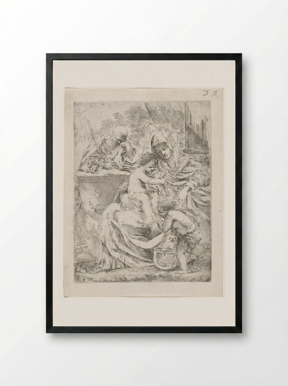 The Holy Family with the Infant Saint John the Baptist - Francesco Amato - Framed Print Black