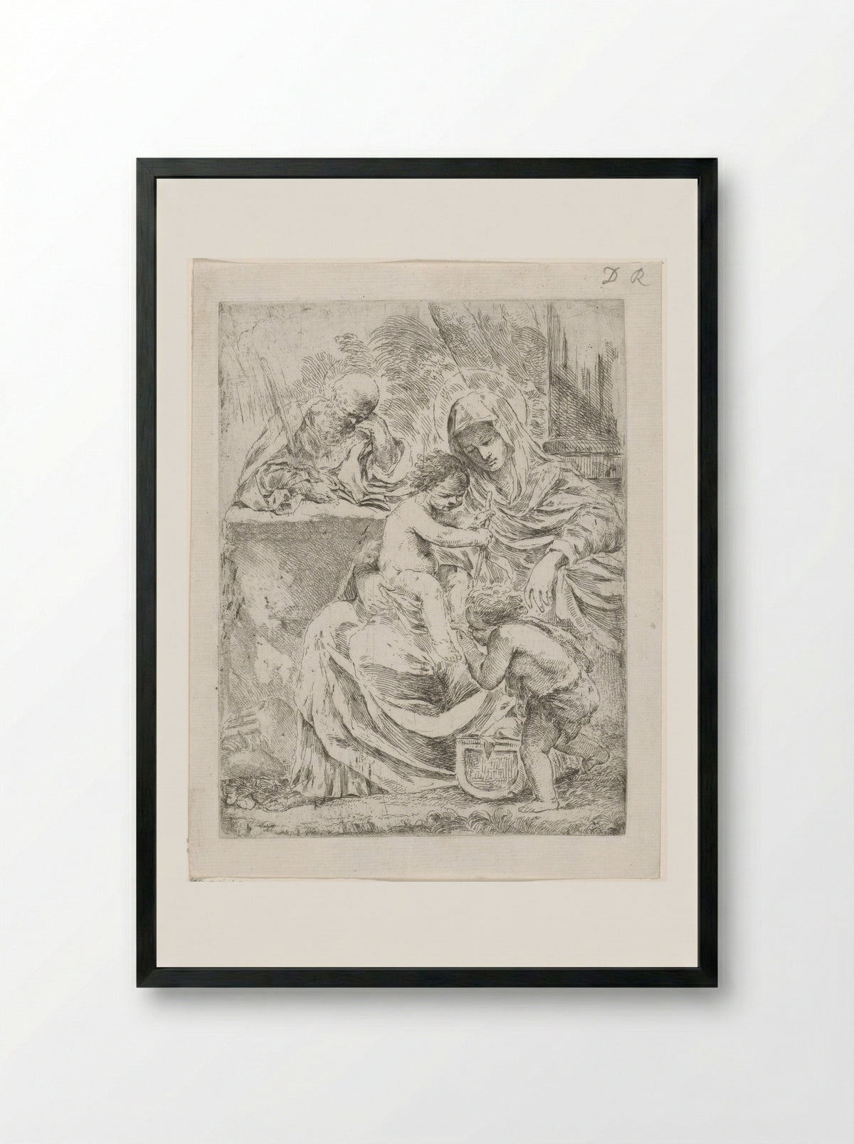 The Holy Family with the Infant Saint John the Baptist - Francesco Amato - Framed Print Black