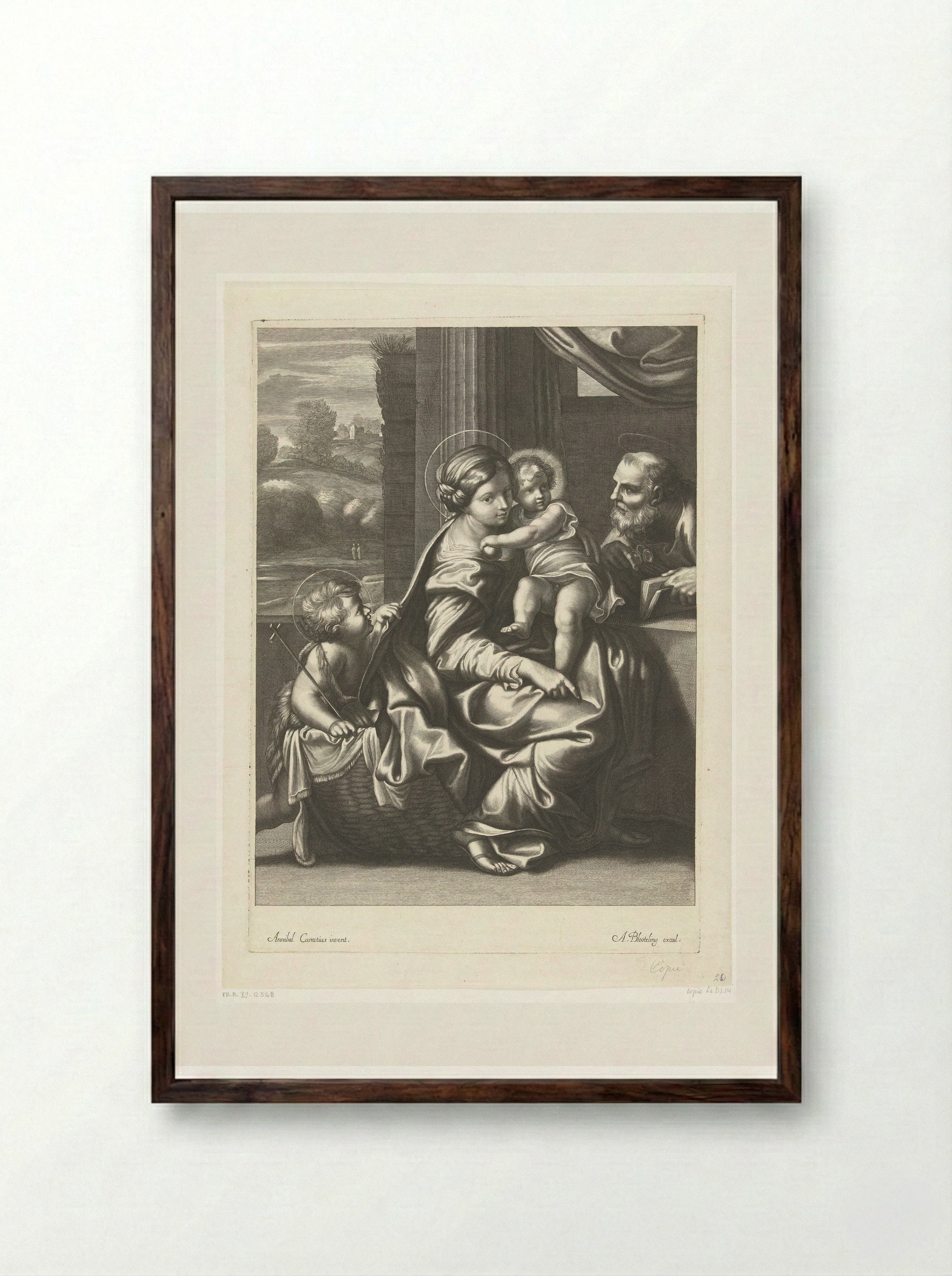 The Holy Family with the Infant Saint John the Baptist - Abraham Bloteling - Framed Print Dark Wood