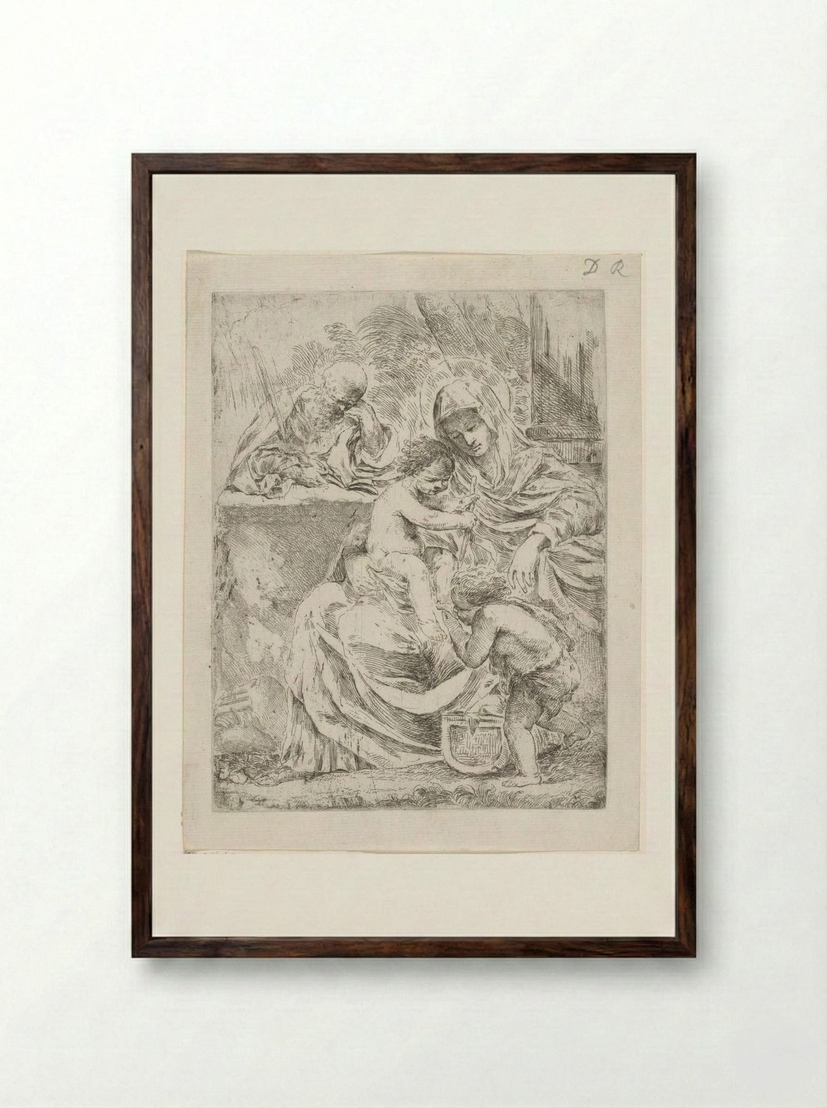 The Holy Family with the Infant Saint John the Baptist - Francesco Amato - Framed Print Dark Wood