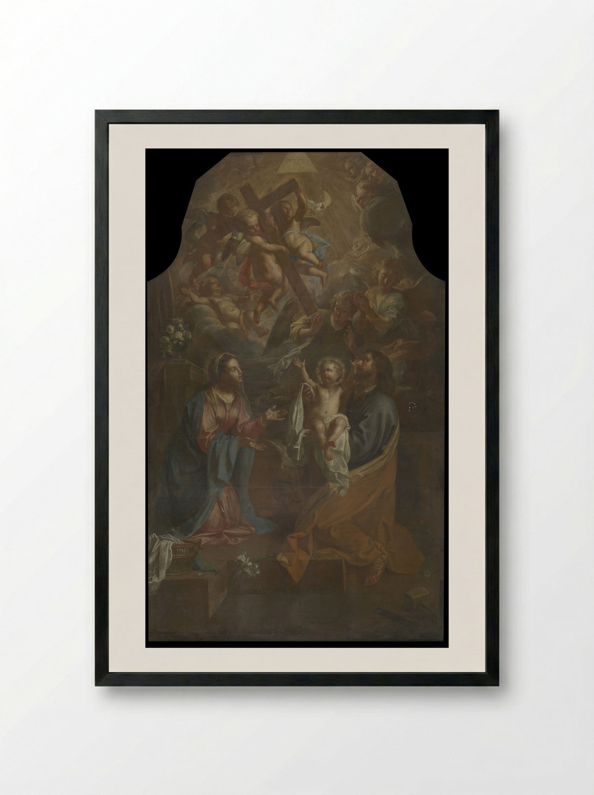 The Holy Family with the Infant St. John the Baptist - Jan van Cleve (III) - Framed Print Black