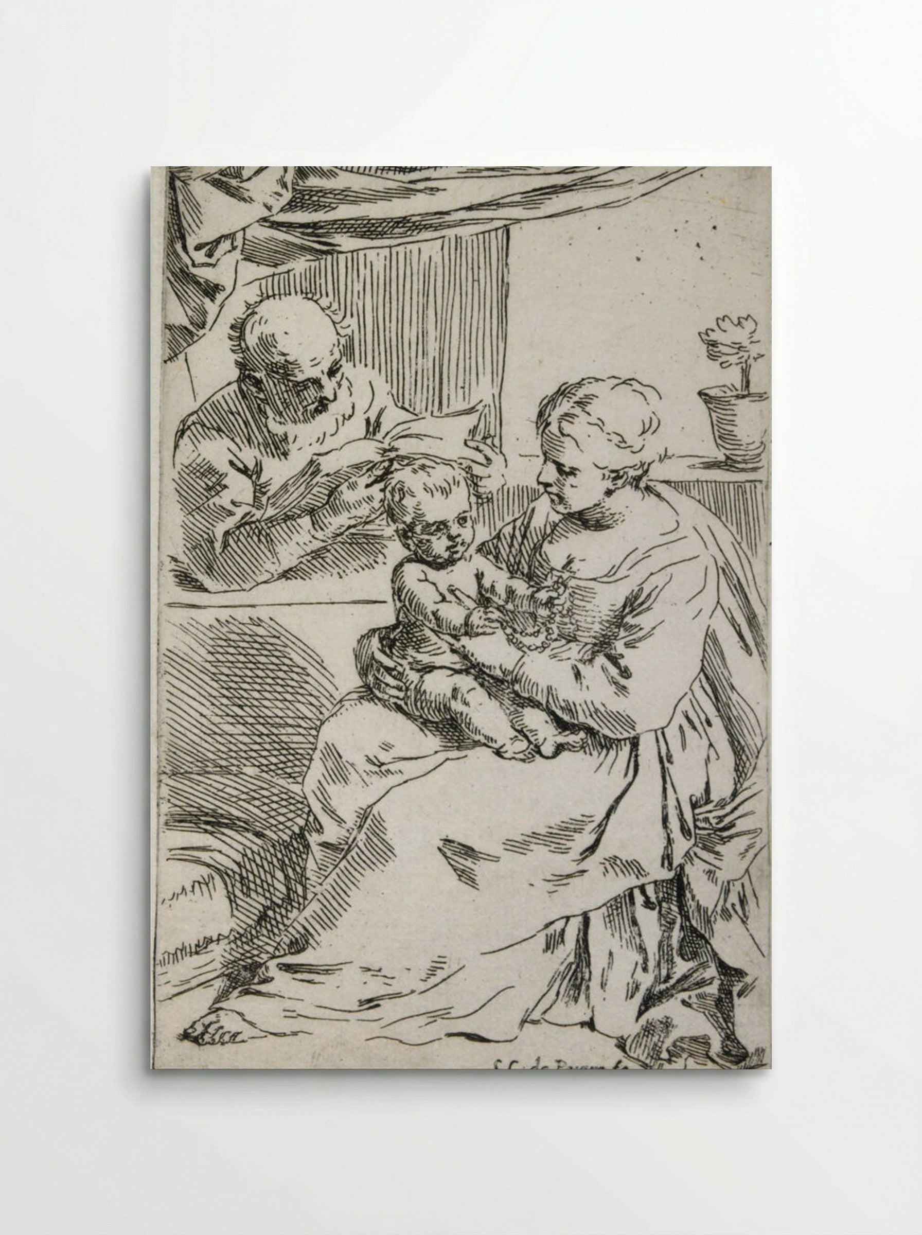 The Holy Family with the Rosary - Simone Cantarini - Poster