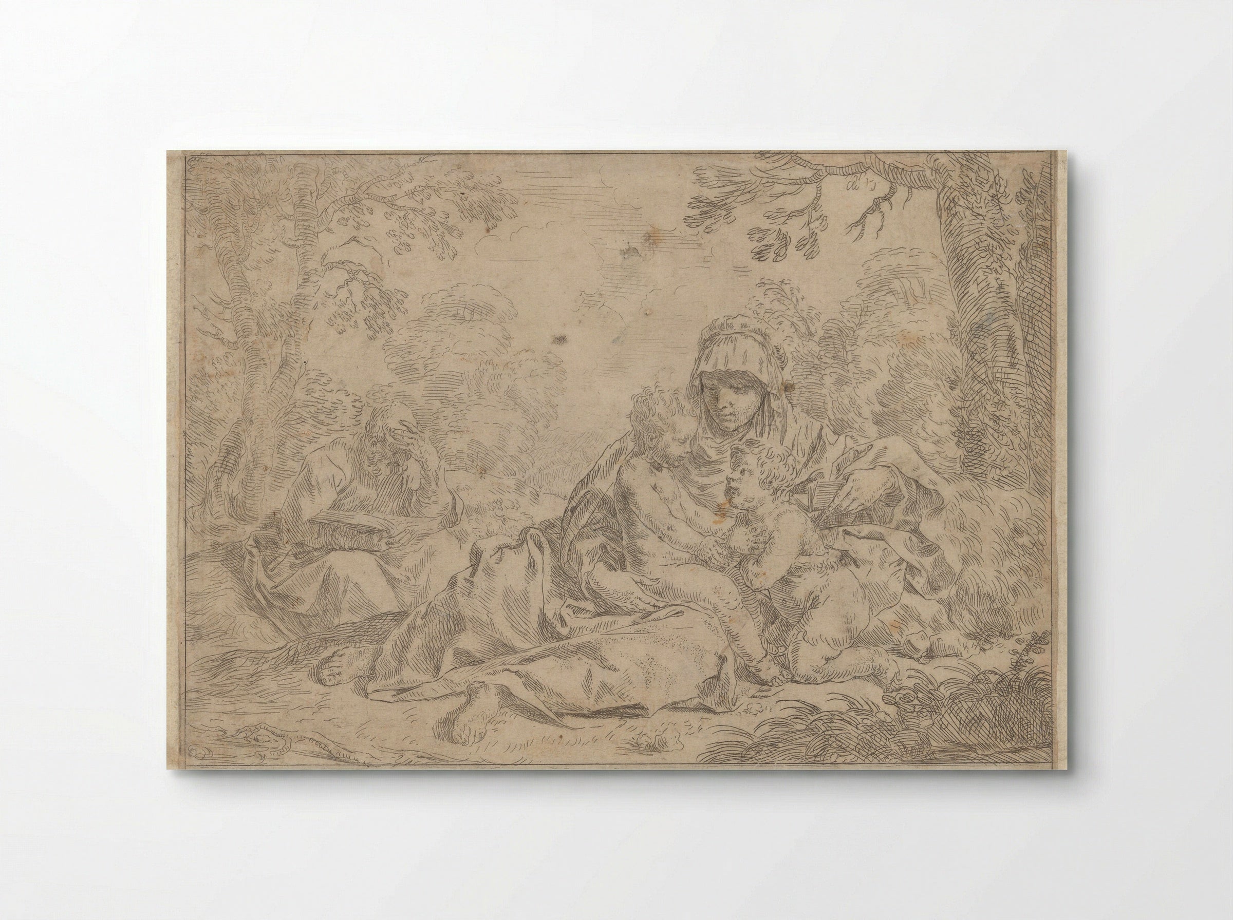 The Holy Family with the Young Saint John the Baptist - Simone Cantarini - Poster