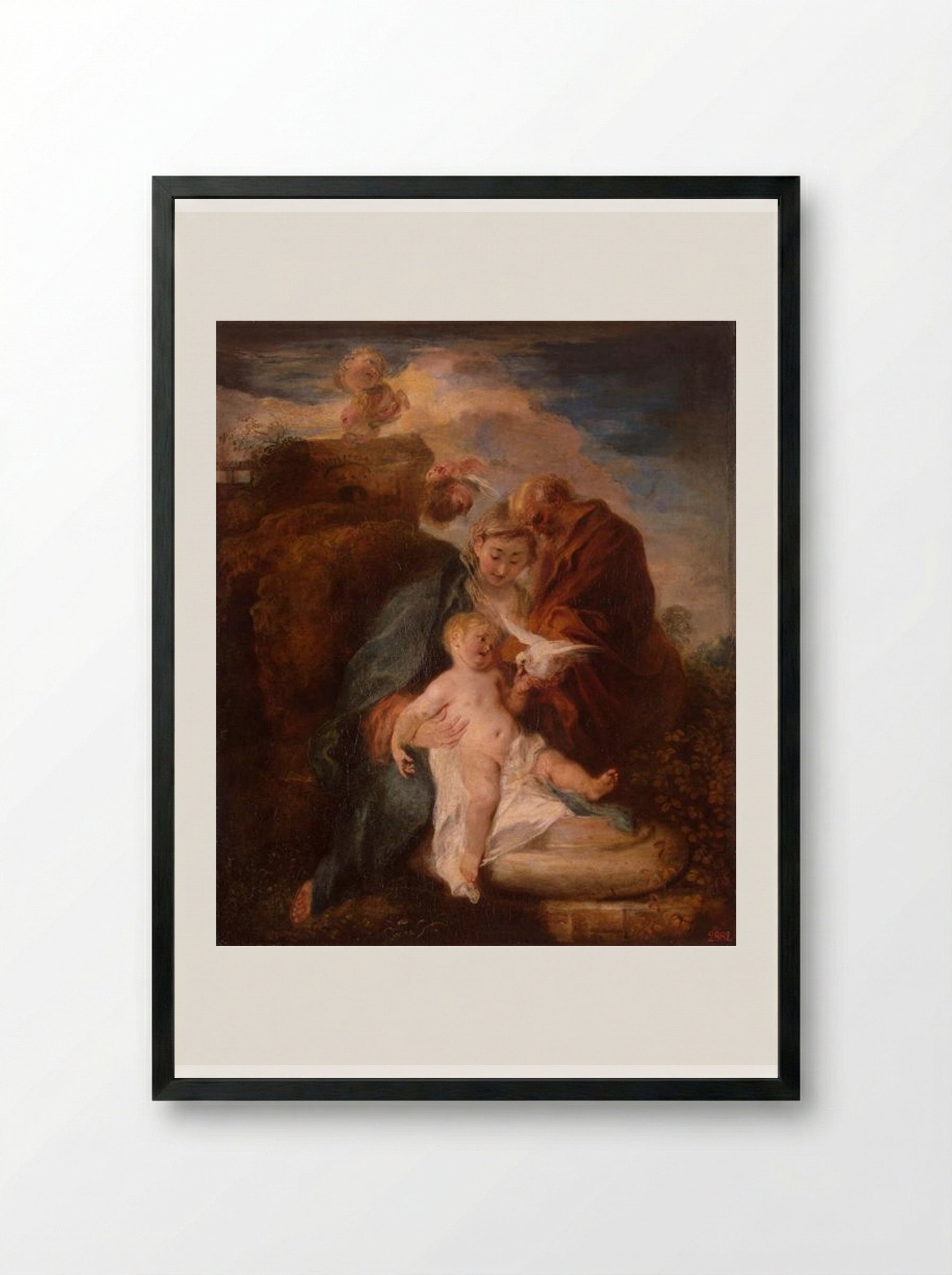 The Holy Family - Antoine Watteau - Framed Print Black
