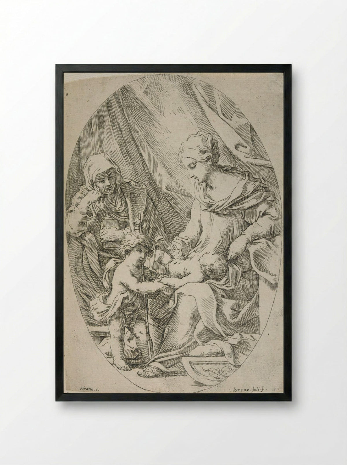The Holy Family - Lorenzo Lolli - Framed Print Black