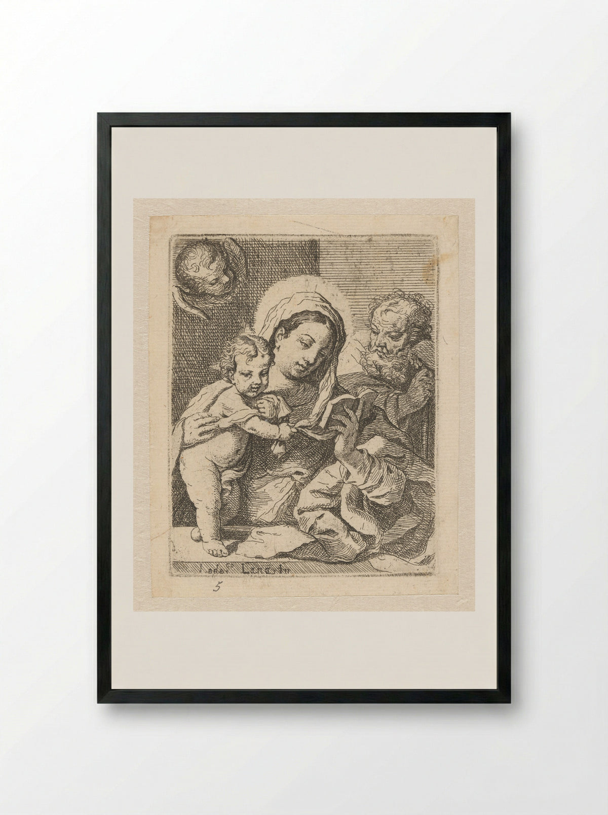 The Holy Family - Lodovico Lana - Framed Print Black