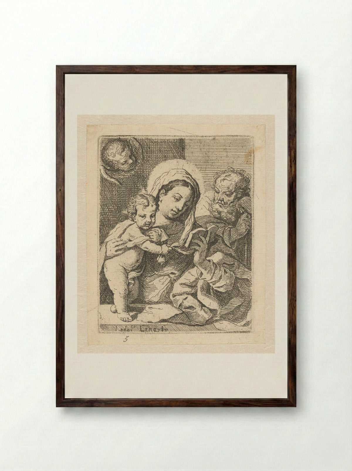 The Holy Family - Lodovico Lana - Framed Print Dark Wood