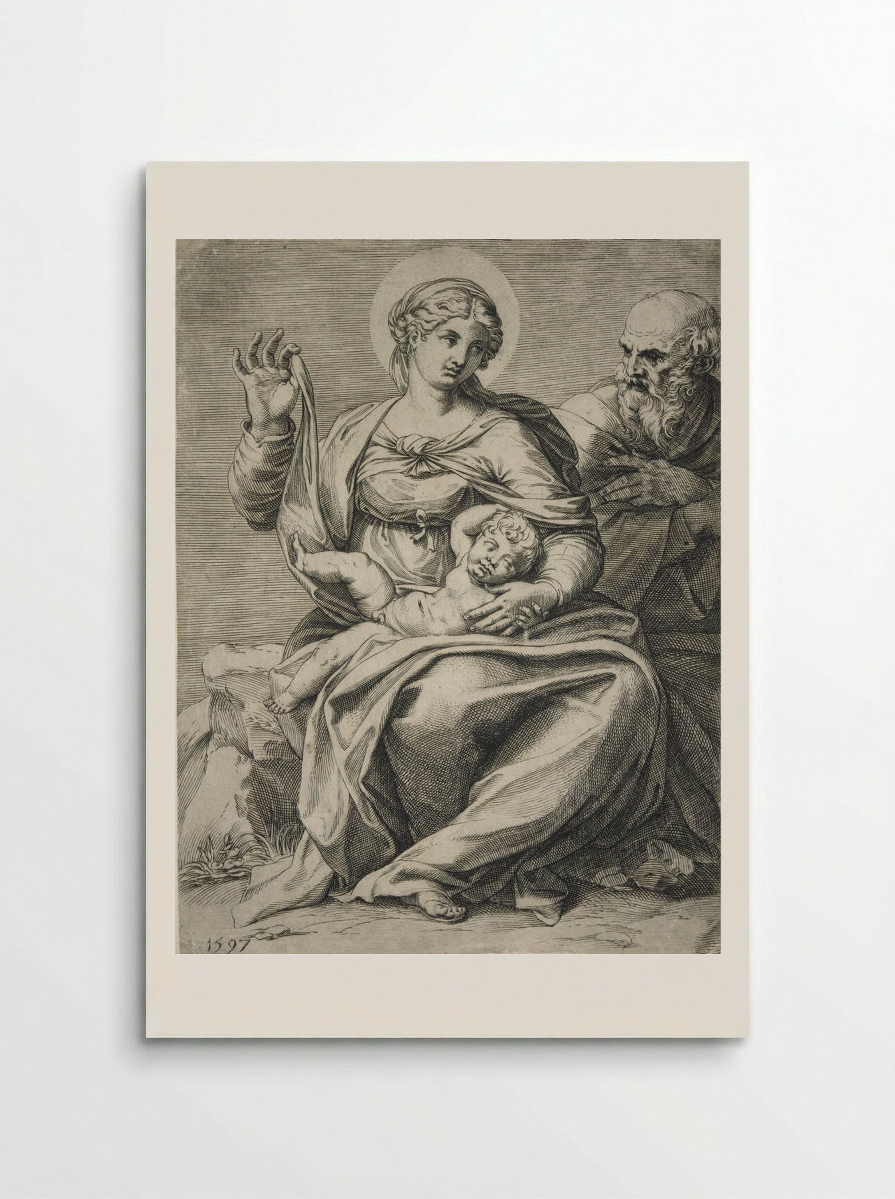 The Holy Family - Agostino Carracci - Poster