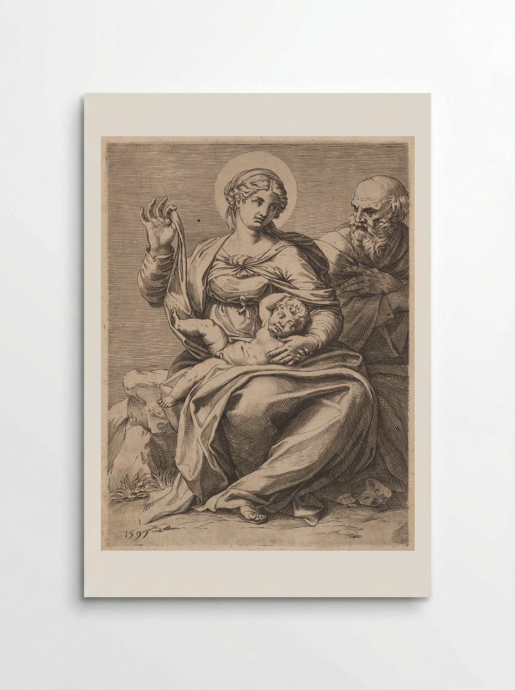 The Holy Family - Agostino Carracci - Poster