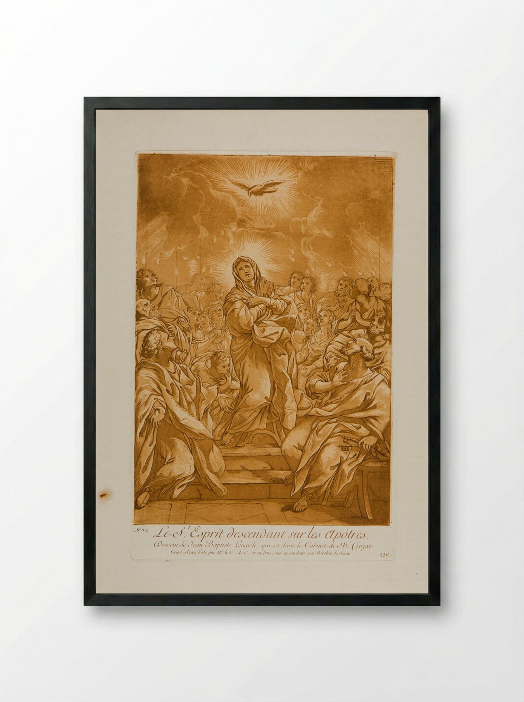 The Holy Ghost Descending on the Apostles - Anne Claude de Thubières, comte de Caylus - Framed Print Black
