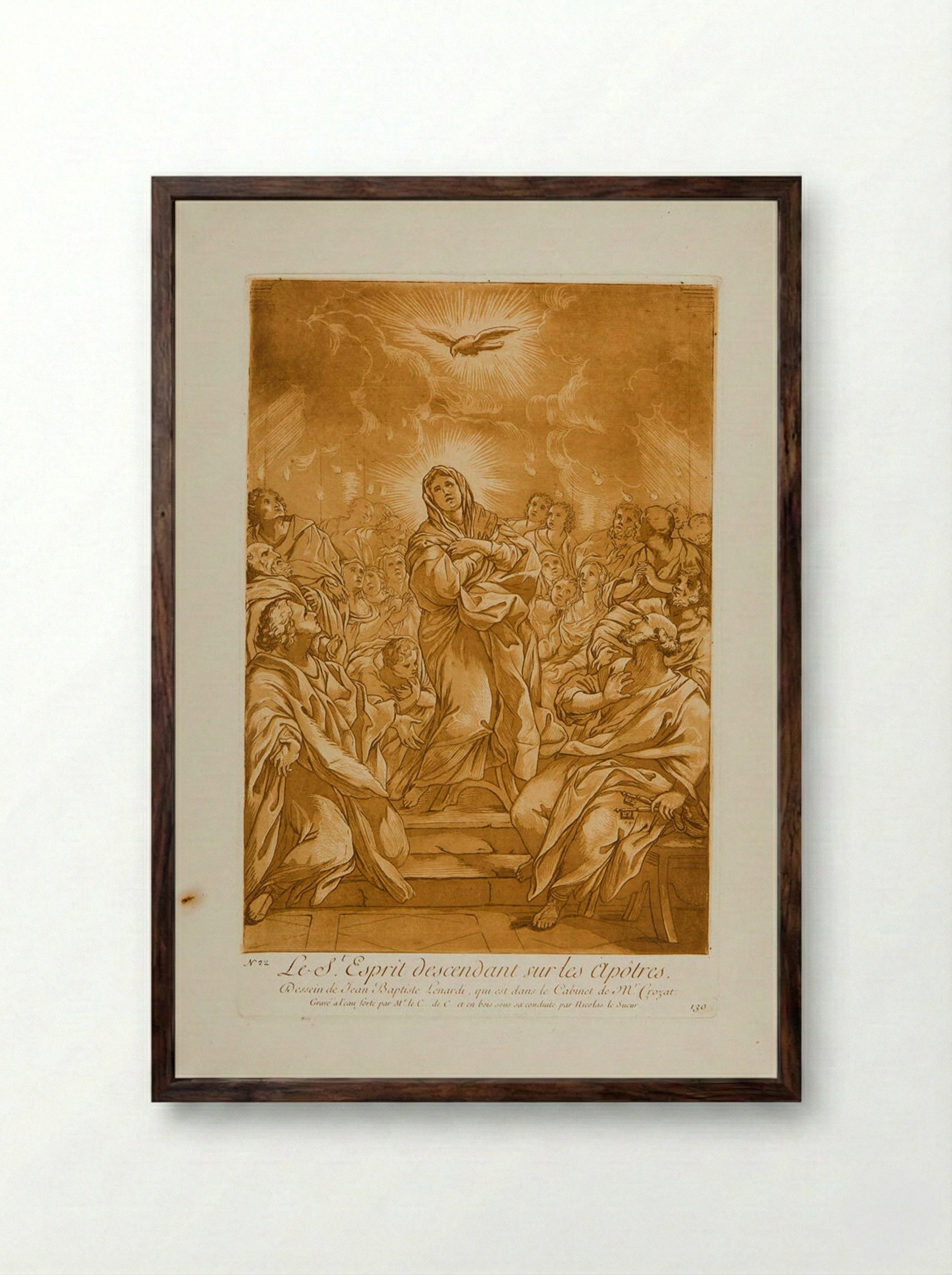 The Holy Ghost Descending on the Apostles - Anne Claude de Thubières, comte de Caylus - Framed Print Dark Wood