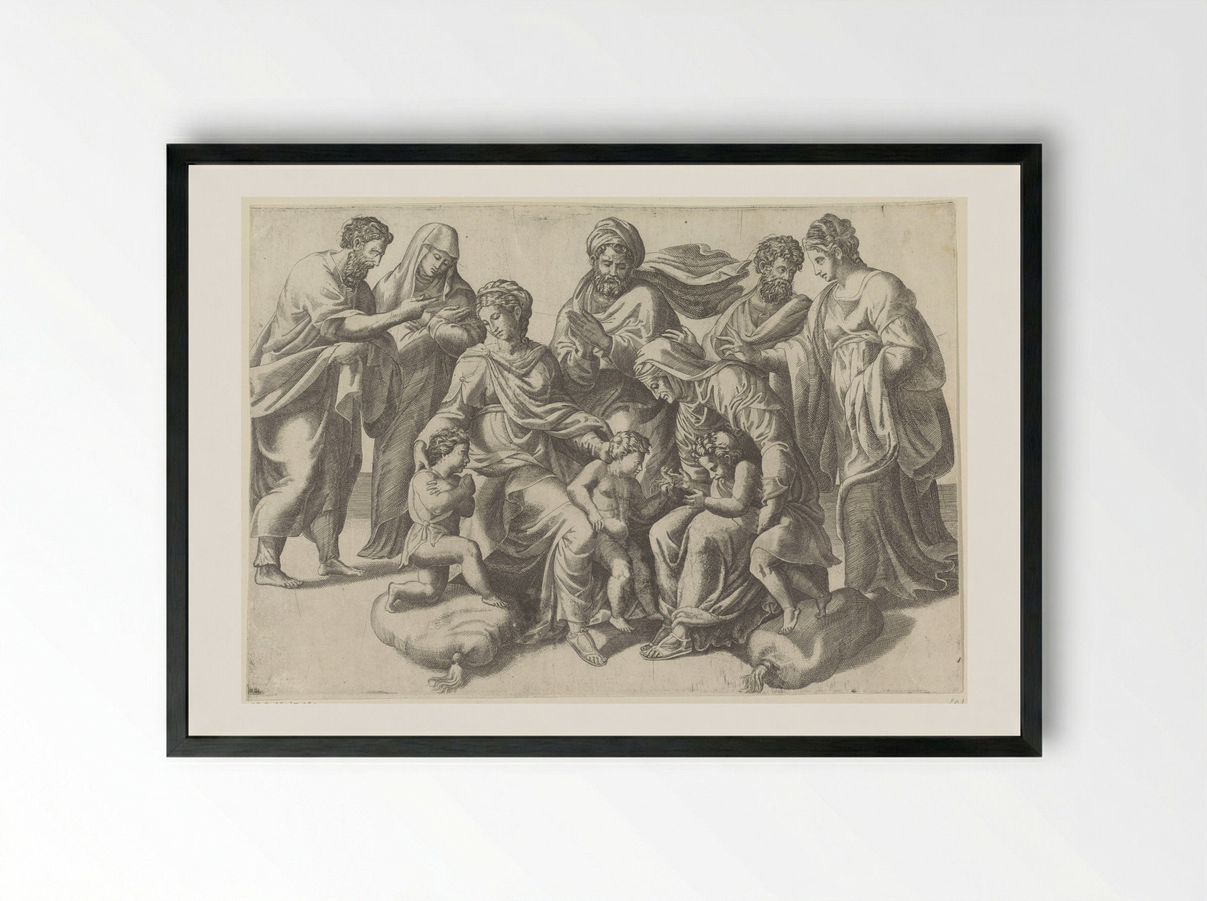 The Holy Kinship - Giulio Bonasone - Framed Print Black