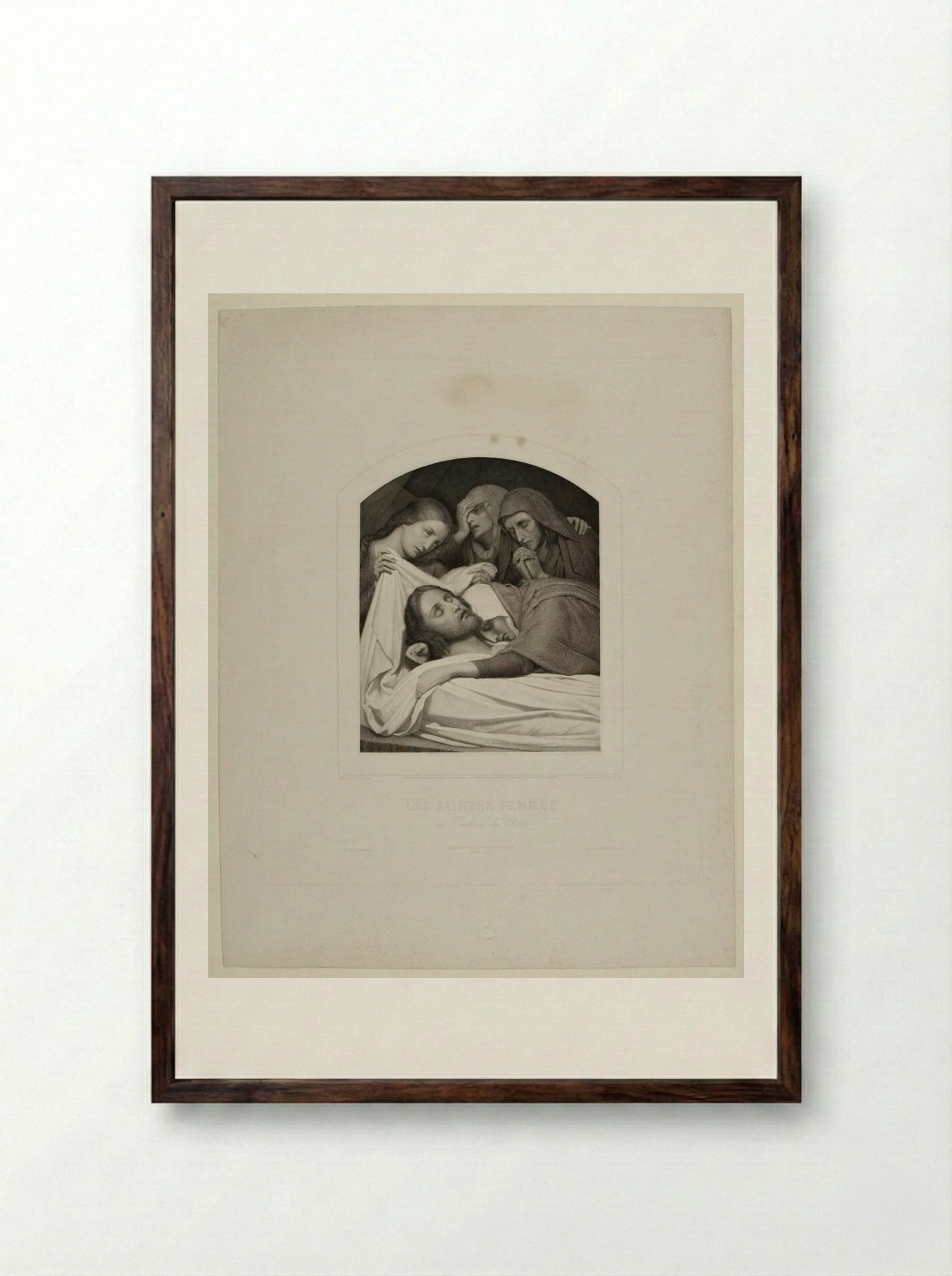 The Holy Women at the Tomb of Christ - Joseph von Keller - Framed Print Dark Wood
