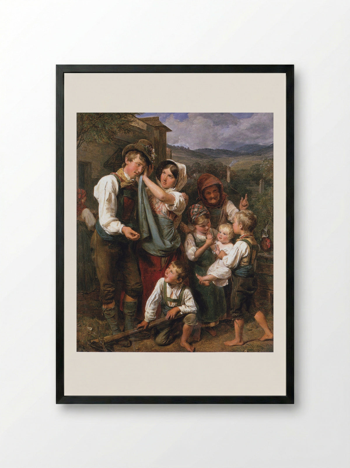 The Homecoming - Ferdinand Georg Waldmüller - Framed Print Black