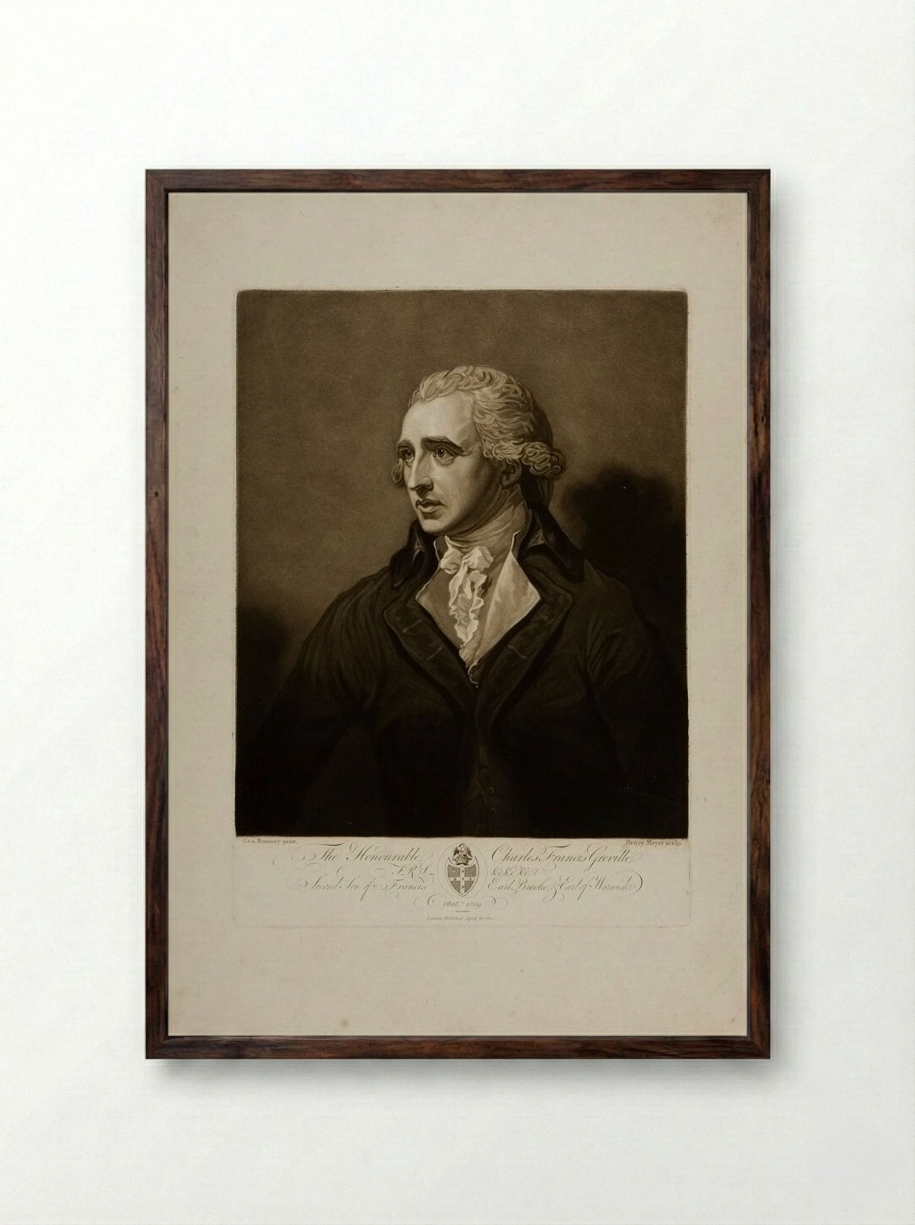The Honorable Charles Francis Greville - Henry Meyer - Framed Print Dark Wood