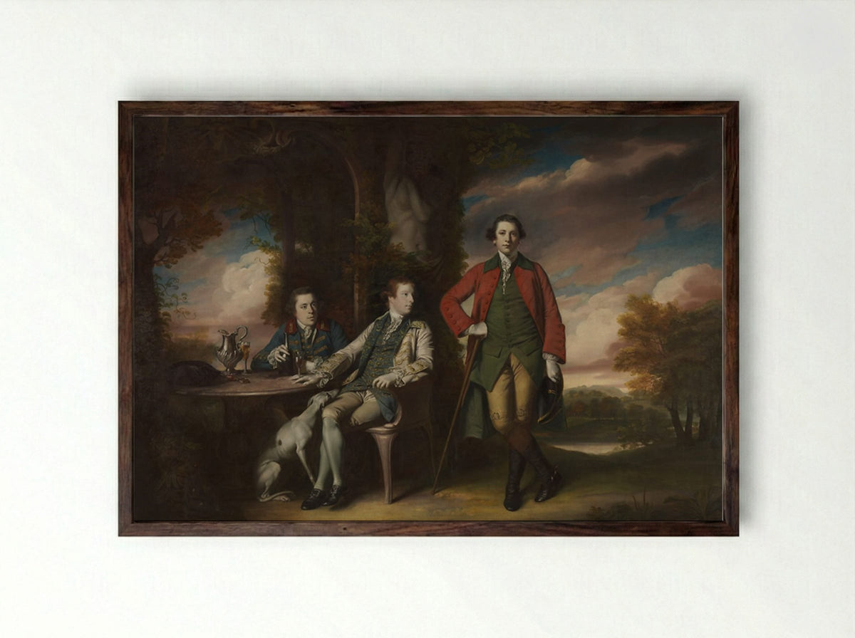 The Honorable Henry Fane with Inigo Jones and Charles Blair - Sir Joshua Reynolds - Framed Print Dark Wood