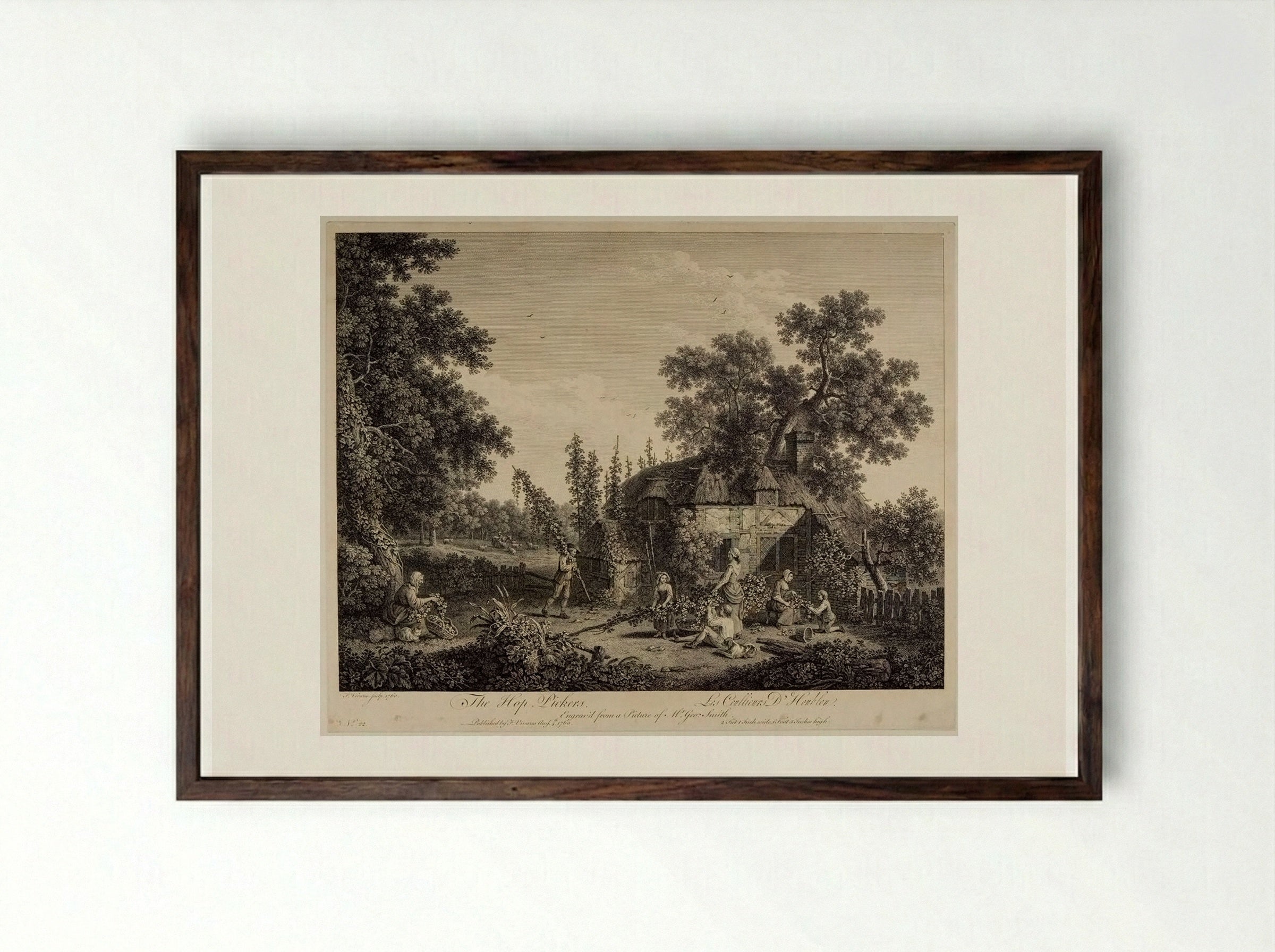 The Hop-Pickers - François Vivares - Framed Print Dark Wood