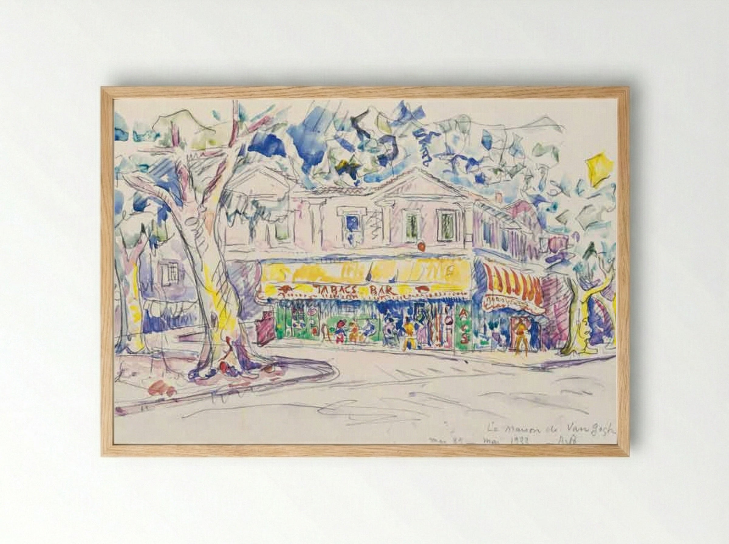 The House of Van Gogh (Arles, place Lamartine) - Paul Signac - Framed Print Wood
