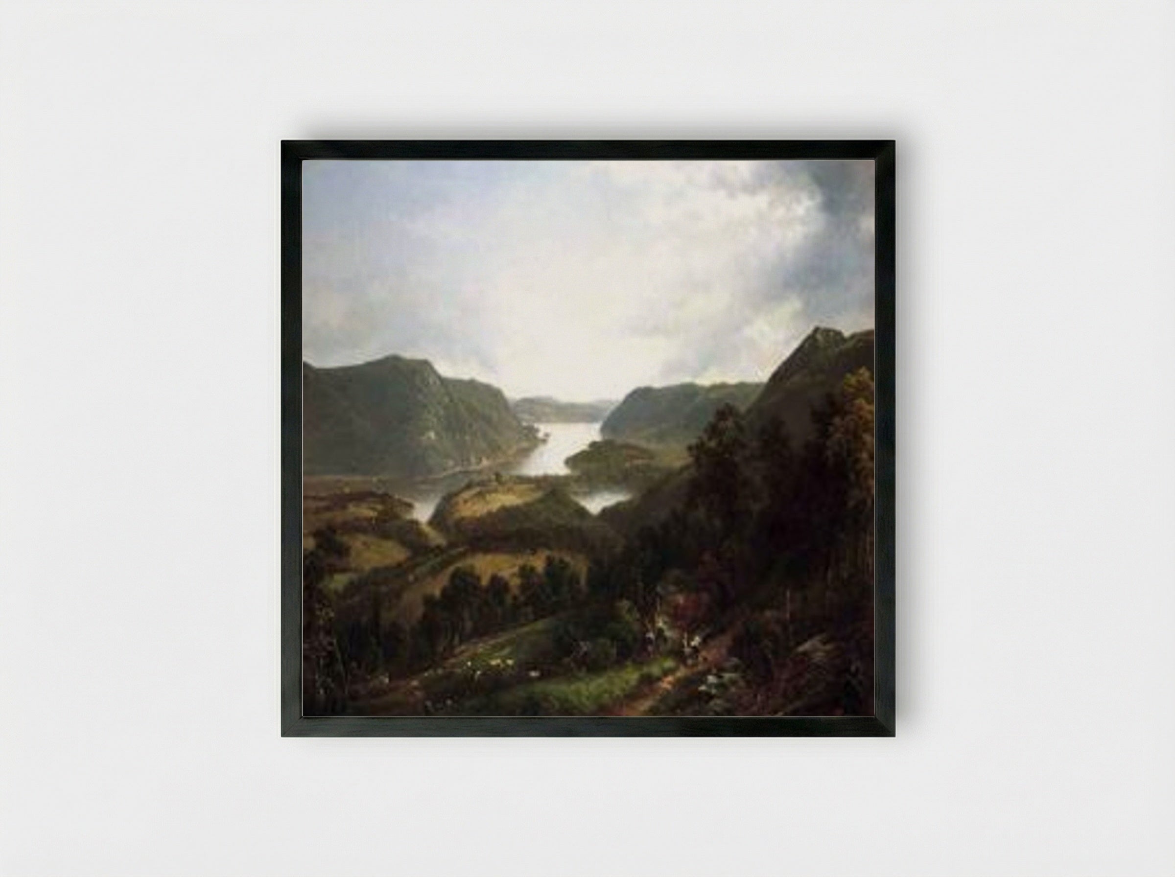 The Hudson River from Fort Montgomery - David Johnson - Framed Print Black