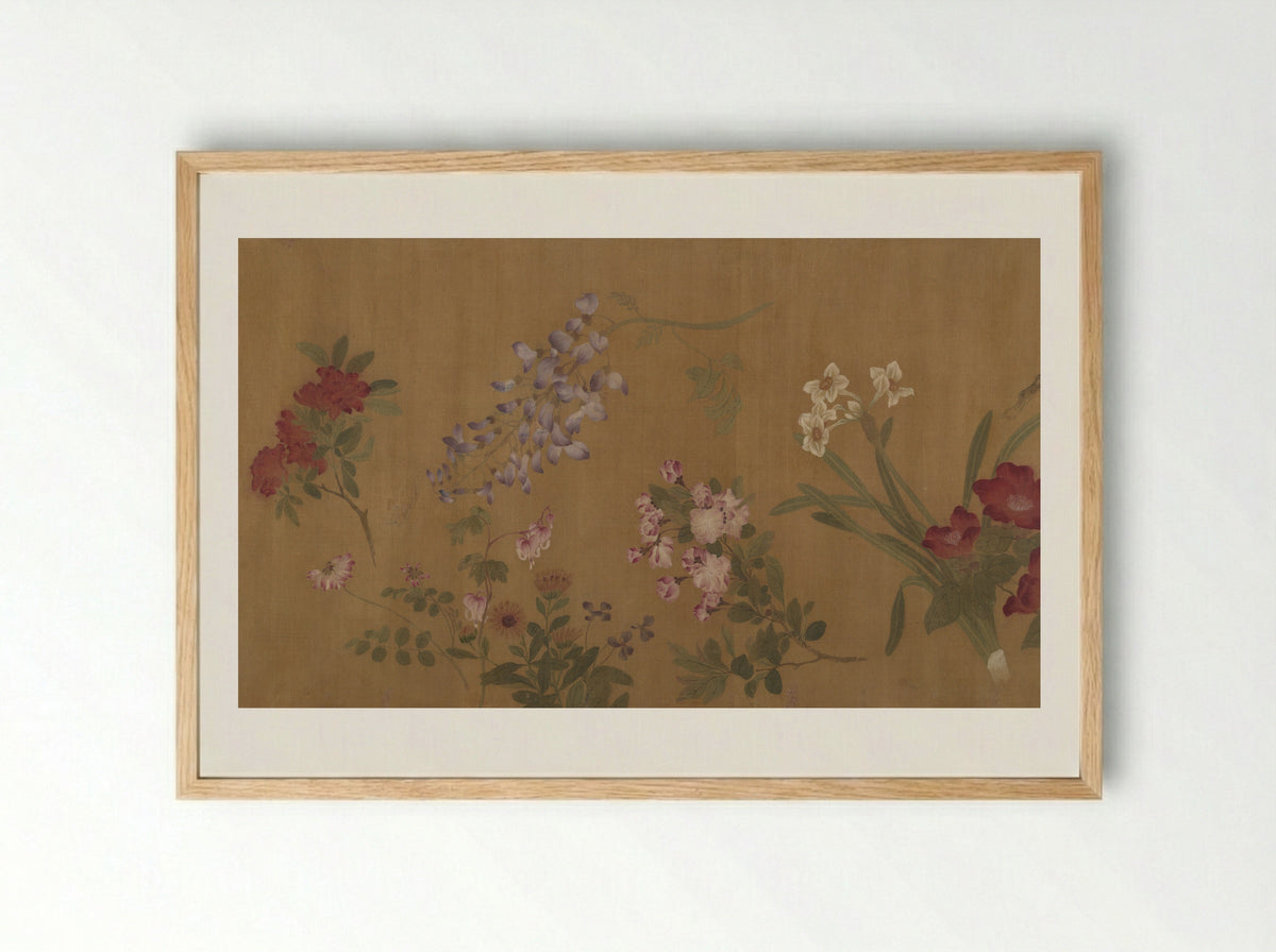 The Hundred Flowers - Wang Yuan - Framed Print Wood