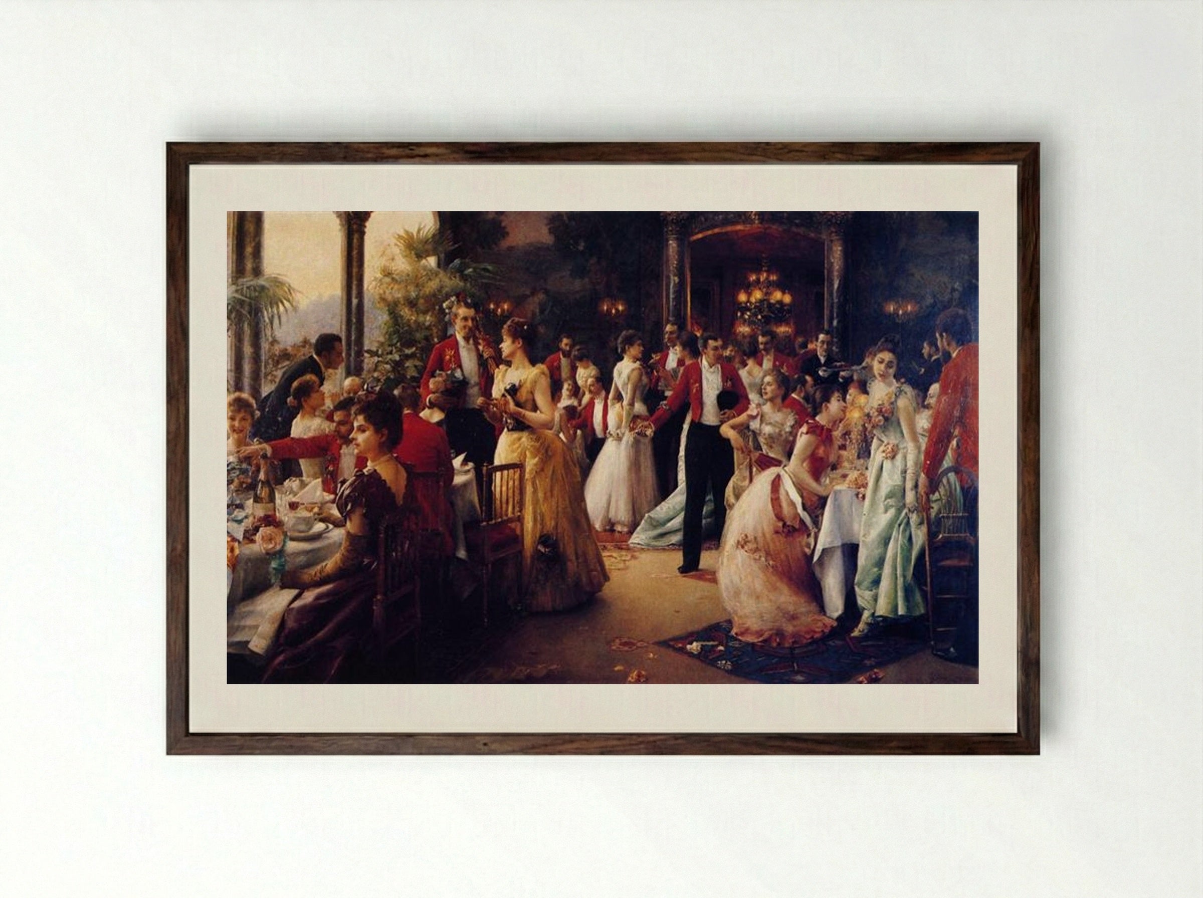 The Hunt Supper - Julius LeBlanc Stewart - Framed Print Dark Wood