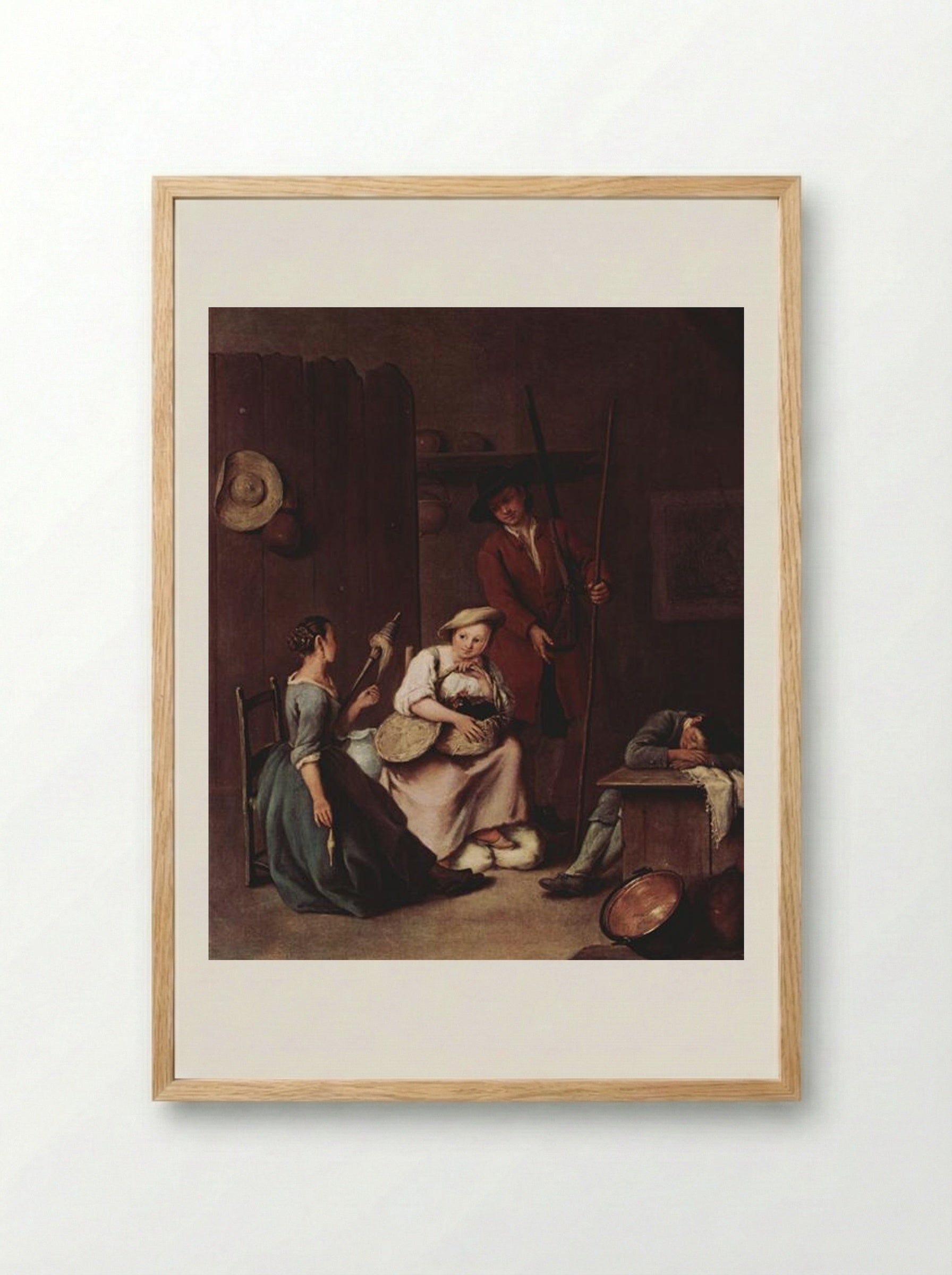 The Hunters and the Farmers - Pietro Longhi - Framed Print Wood
