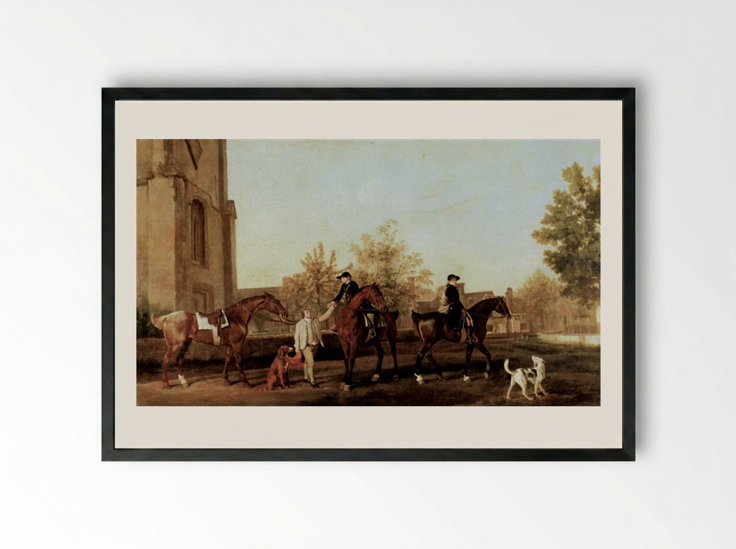 The Hunters leave Southill - George Stubbs - Framed Print Black