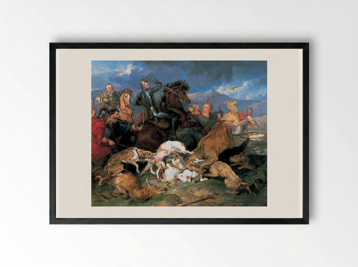 The Hunting of Chevy Chase - Edwin Henry Landseer - Framed Print Black